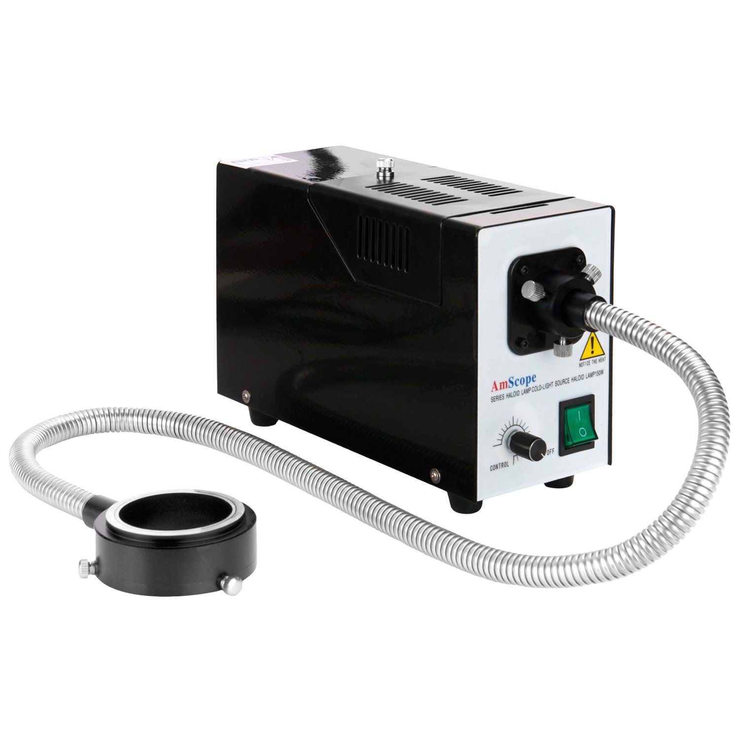 AmScope HL250-B 150W Fiber Optic Microscope Illuminator - High Intensity Light Source for Biological, Industrial & Laboratory Microscopy - Ideal for Research, Inspection & Education