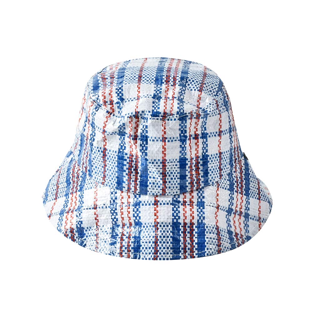 Amosfun Bucket Hat - Creative Woven Jute Fisherman Sun Hat with Plaid Design | UV Protection Summer Hat for Women & Men | Perfect for Beach, Fishing, and Outdoor Activities