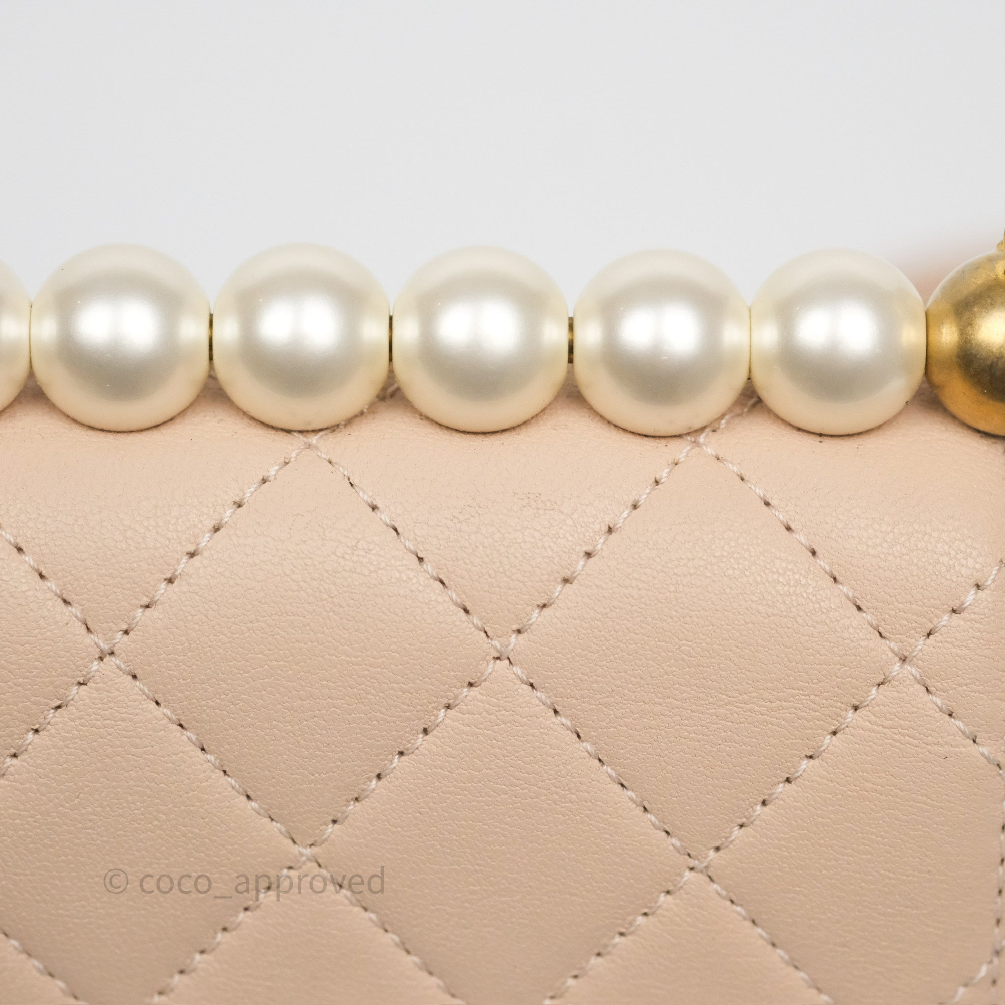 Chanel Classic Flap Bag Quilted Beige Pink Goatskin Leather with Pearl & Aged Gold Hardware - Luxury Crossbody Purse for Women, Perfect for Date Night & Special Occasions