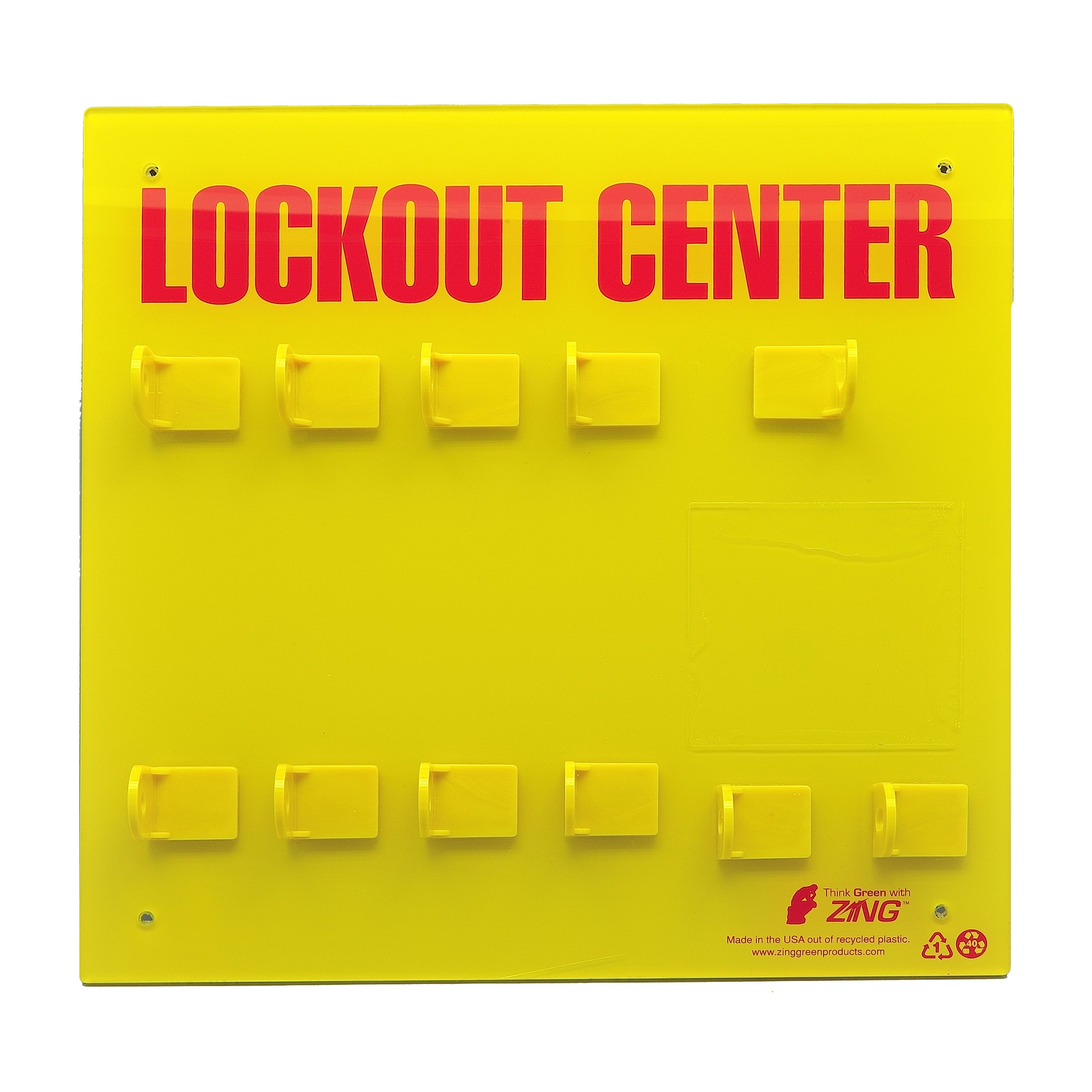 Green Products 7114E RecycLockout Lockout Station with 8 Padlocks - Yellow Safety Lockout Tagout (LOTO) Kit for Industrial Equipment Maintenance & Electrical Panel Security