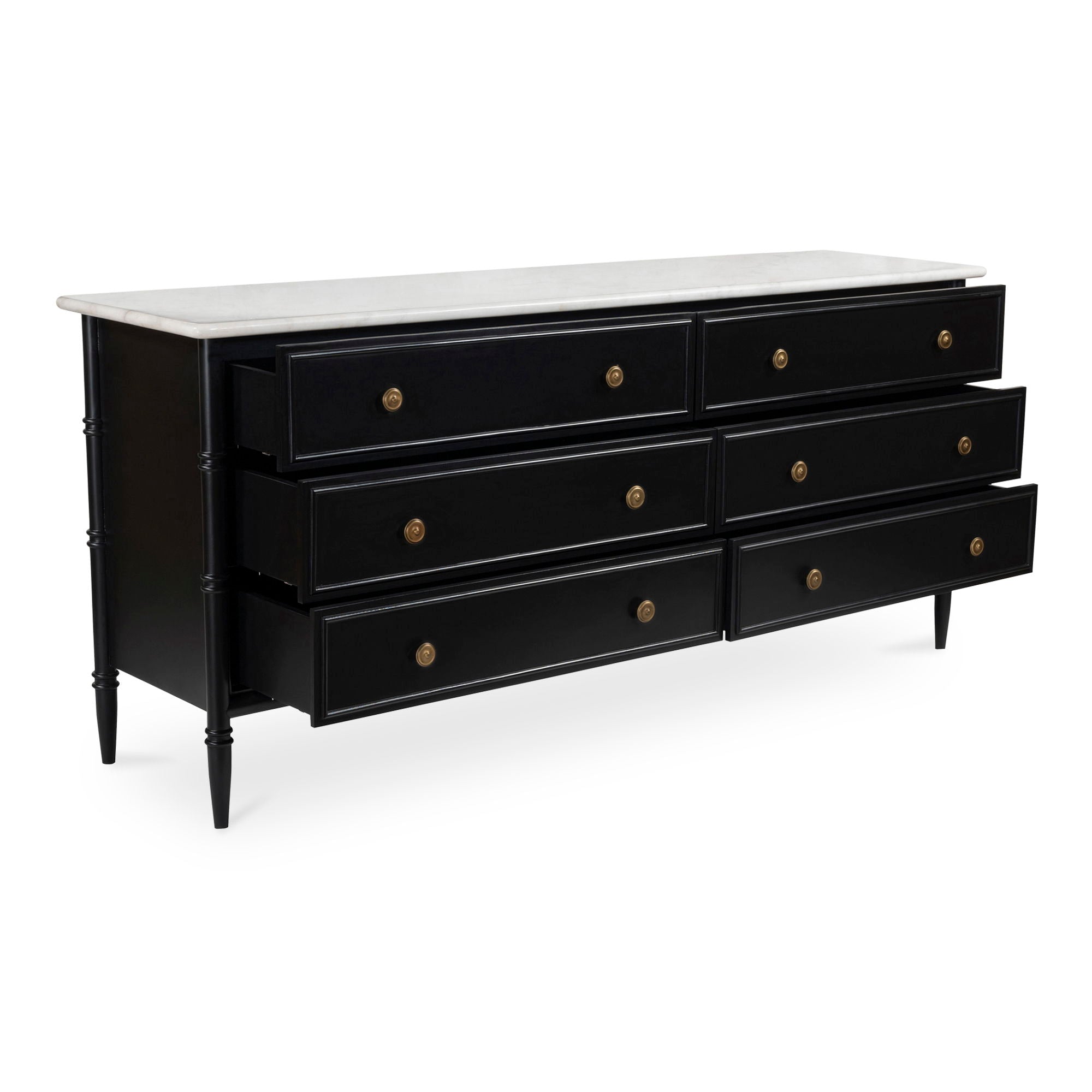 Eleanor 6-Drawer Dresser in Black - Modern Bedroom Storage Solution for Clothes & Accessories
