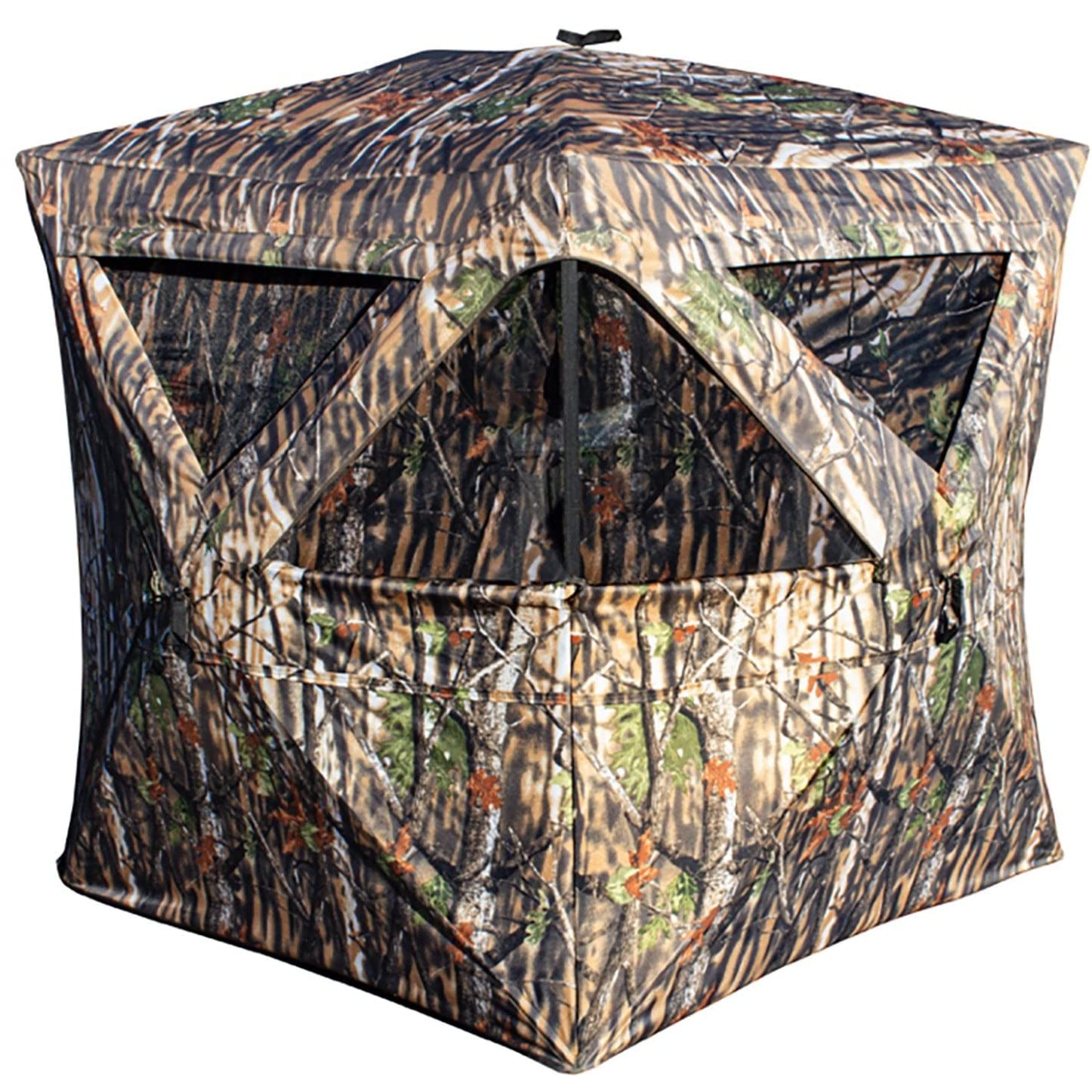 Pop-Up Hunting Hub Blind - Portable Backpack Carry Bag with Camouflage Print | Customizable Full Corner Windows for Deer Hunting | Durable Outdoor Ground Blind for Hunting & Wildlife Observation