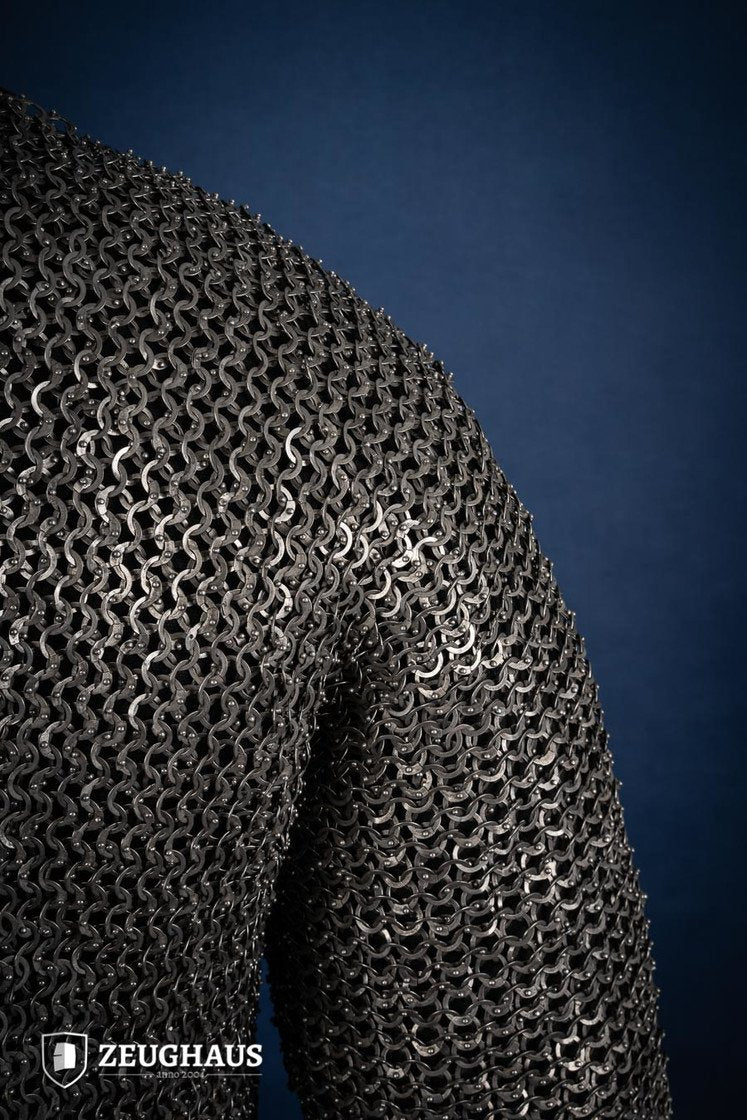 Stainless Steel Chainmail Haubergeon Flat Ring Riveted 9mm - Medieval Armor for LARP, Cosplay & Renaissance Faires