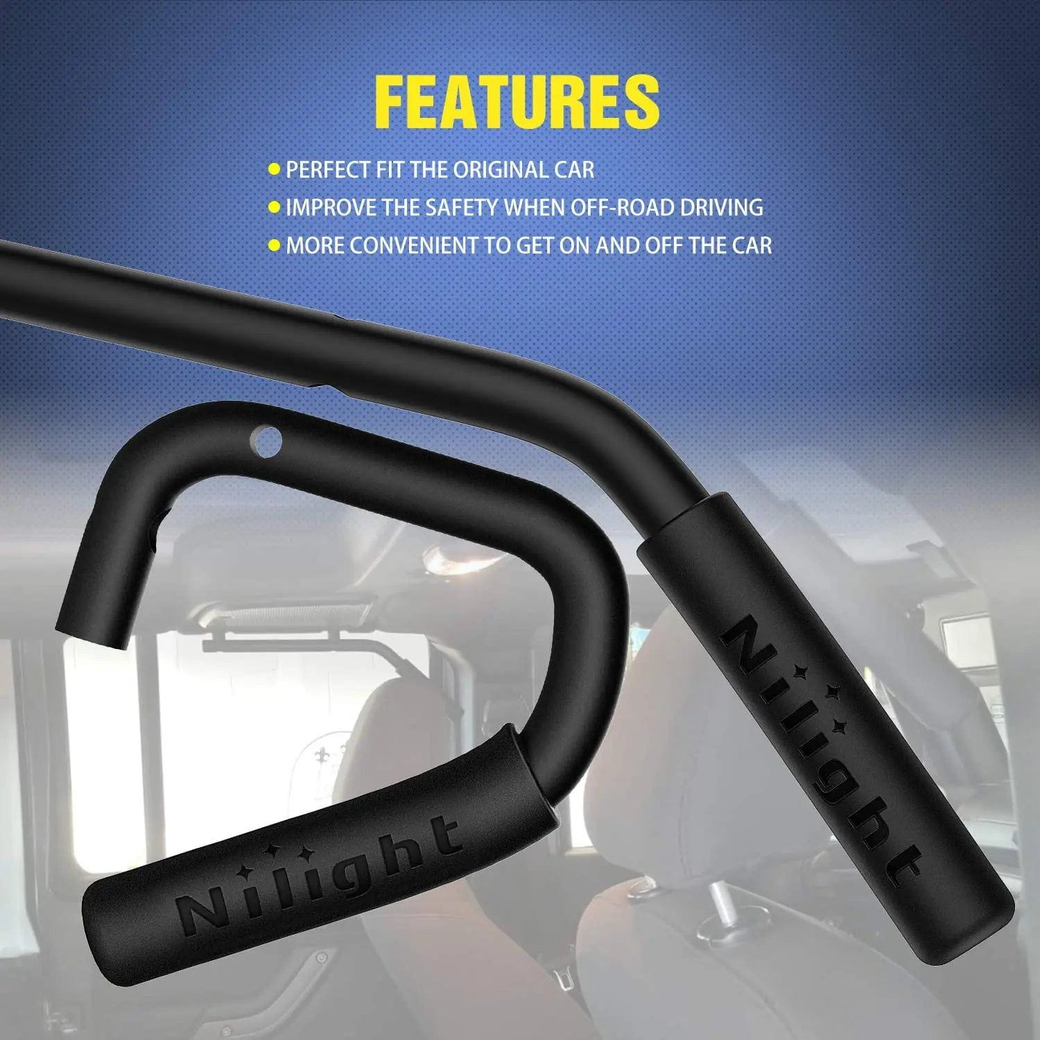 Jeep Wrangler JK JKU Front & Rear Aluminum Roll Bar Grab Handles (2007-2018) - Durable Off-Road Grip for Enhanced Safety & Convenience - Perfect for Trail Riding & Adventure Driving