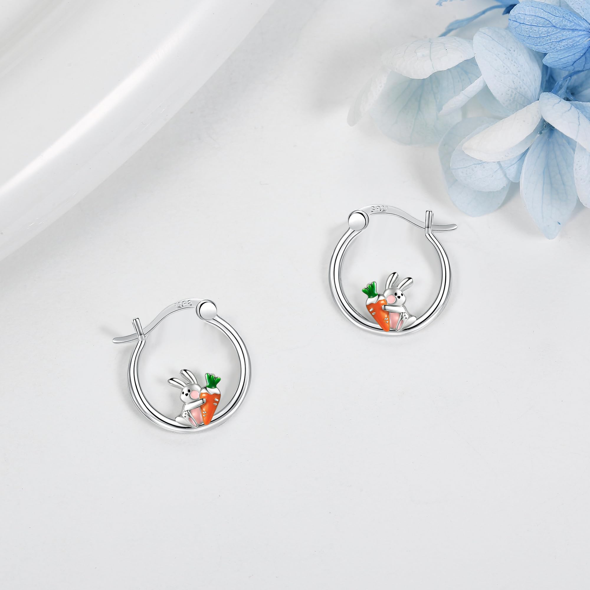 925 Sterling Silver Animal Hoop Earrings - Cat, Cow, Spider, Rabbit, Axolotl, Teddy Bear Cute Stud Earrings for Women | Perfect Gift for Animal Lovers, Birthday, Christmas & Everyday Wear