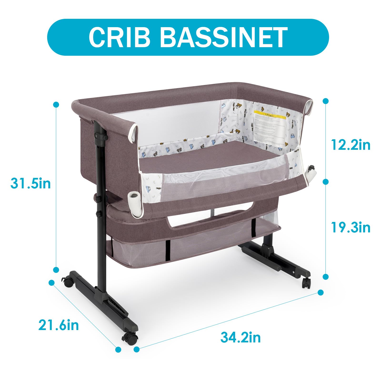 **2024 New Style Baby Bassinet - Portable Foldable Bedside Sleeper Crib for Boys & Girls (Brown) - Perfect for Nursery, Travel & Co-Sleeping**