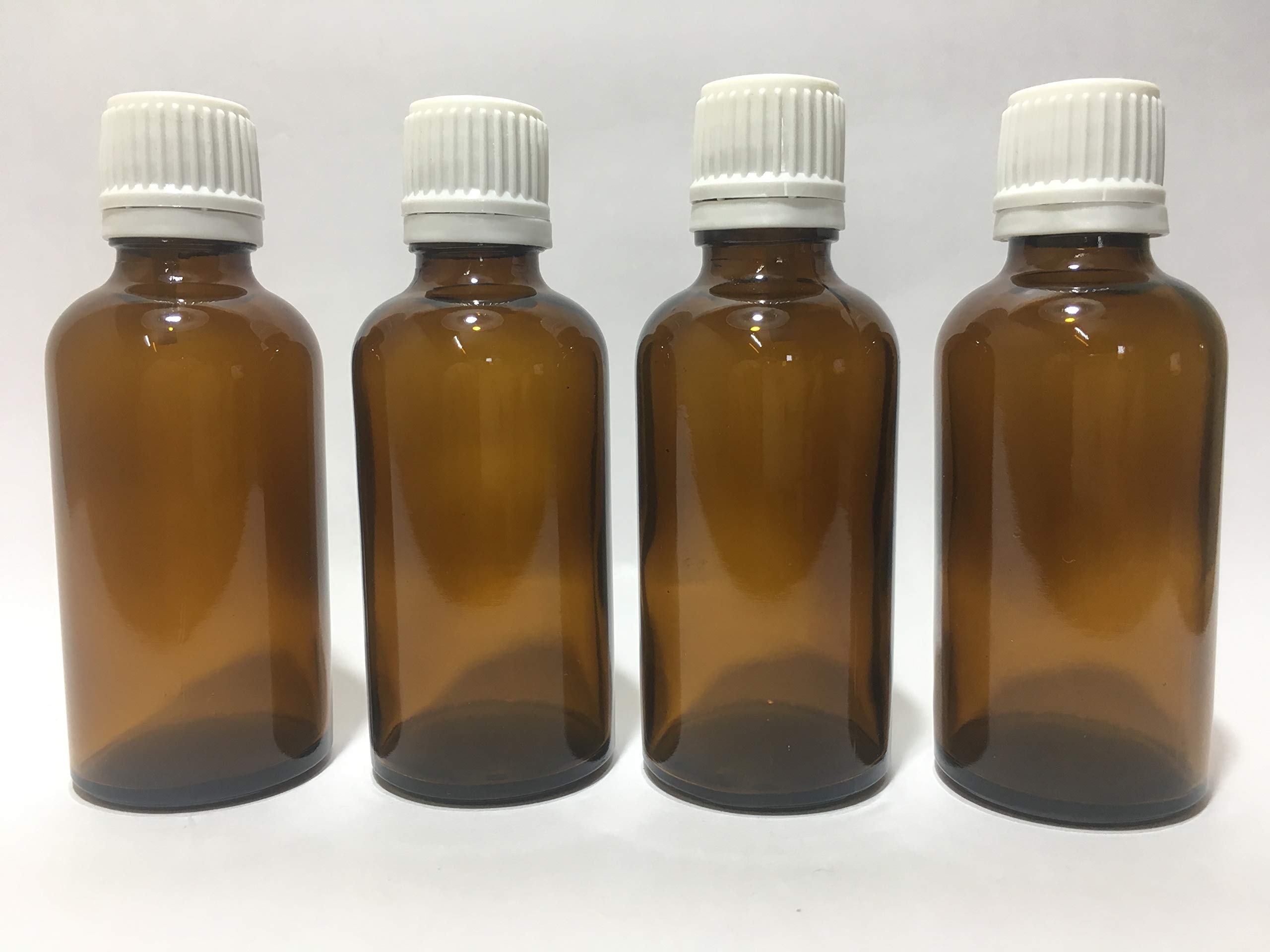 4-Pack 50ml Amber Glass Bottles with Euro Dropper & Cap for Essential Oils, DIY Perfume & Beauty Products - Perfect for Home & Travel Use