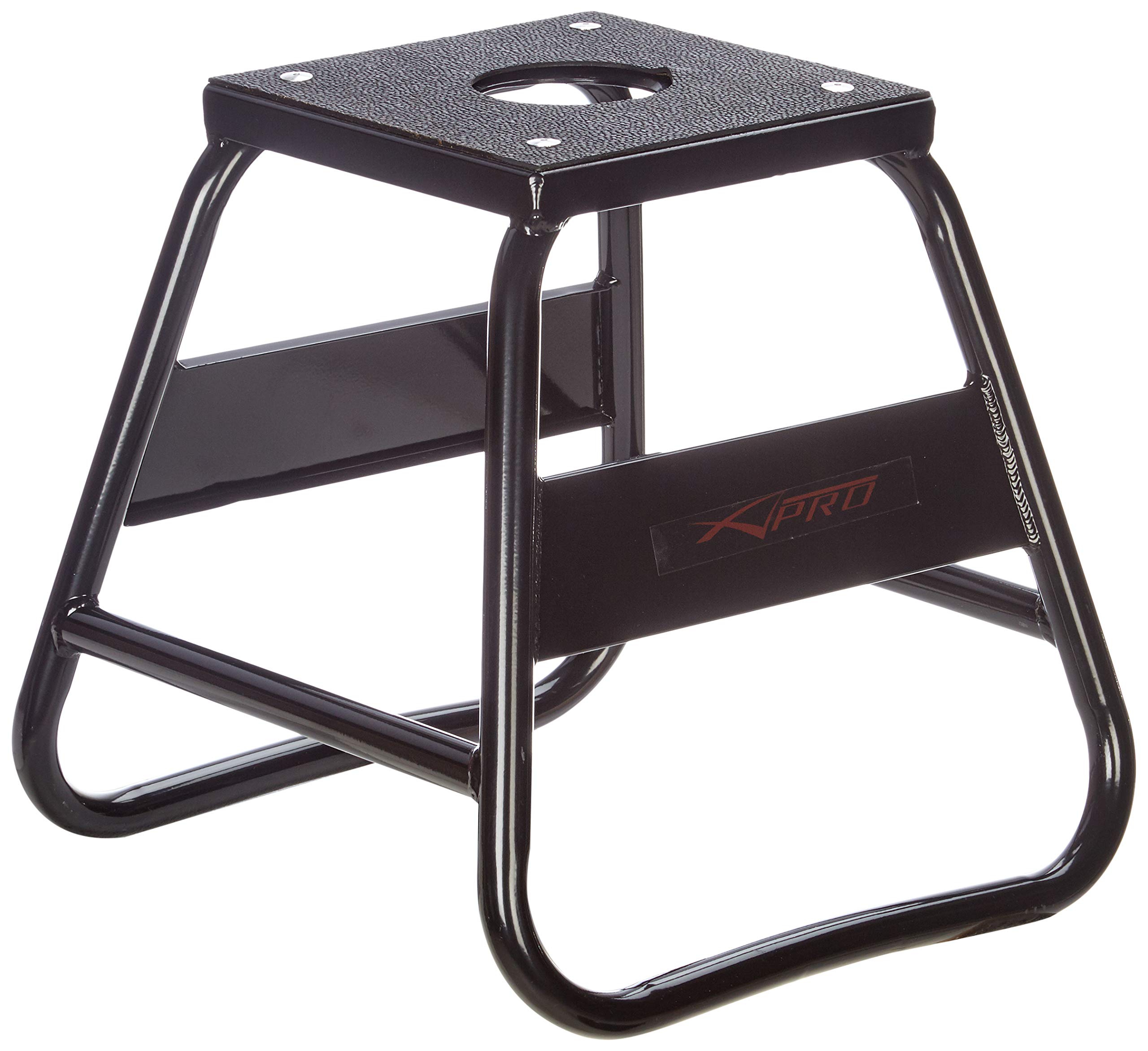 Pro Center Stand Cross MX Repair Stand - Motorcycle Bike Parking Chock with Strap - Heavy Duty Black for Garage & Workshop Use
