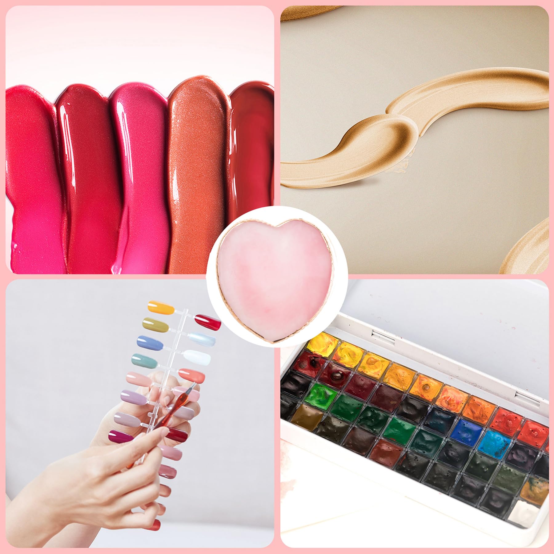 2 Pcs Resin Nail Art Palette with Spatula - Gray & Pink Nail Polish Mixing Plate for Professional & DIY Manicures - Perfect for Nail Salons, Home Use & Creative Nail Designs