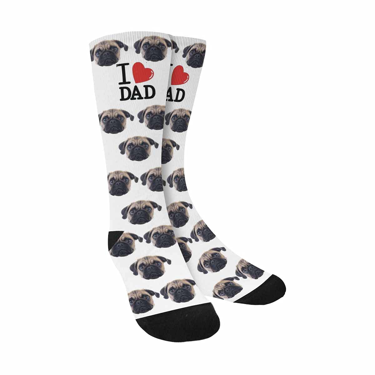 Custom Photo Socks for Dad - Personalized I Love Dad Socks with Family Faces - Upload Your Picture for Unique Men's & Women's Socks - Perfect Gift for Father's Day, Birthday & Special Occasions