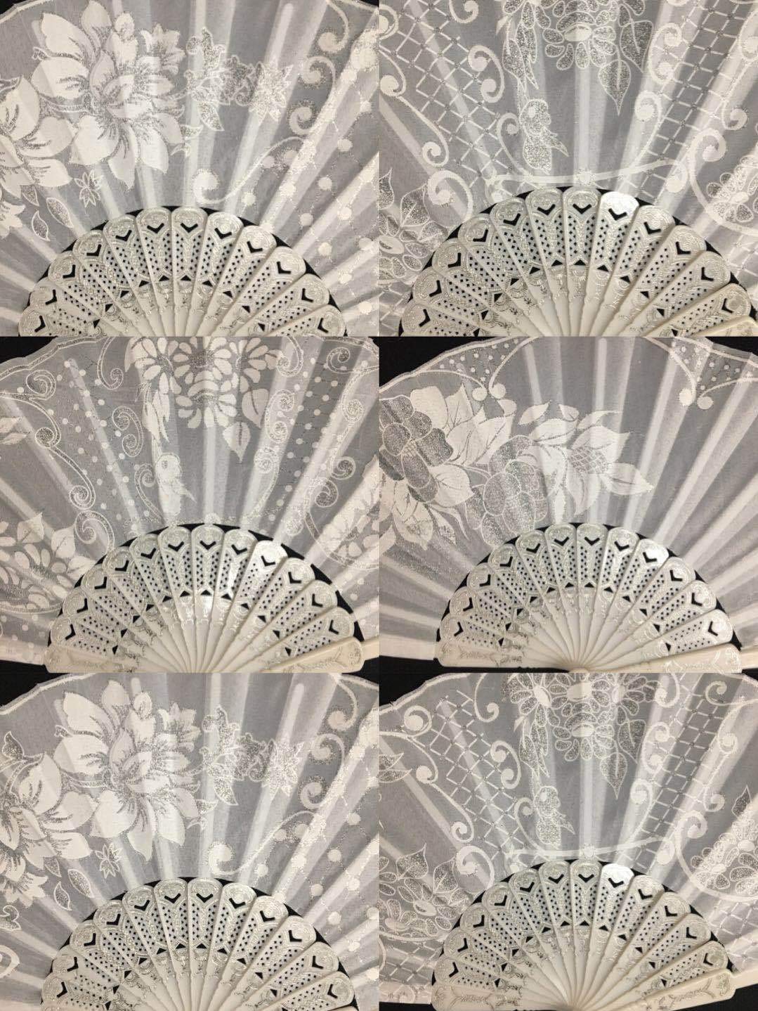 12 Pack Handheld Folding Fans with Gift Bags - Elegant White Silver Wedding Favors, Baptism Gifts, First Communion Decor, Religious Party Supplies - Perfect for Church Events, Bridal Showers & Table Settings