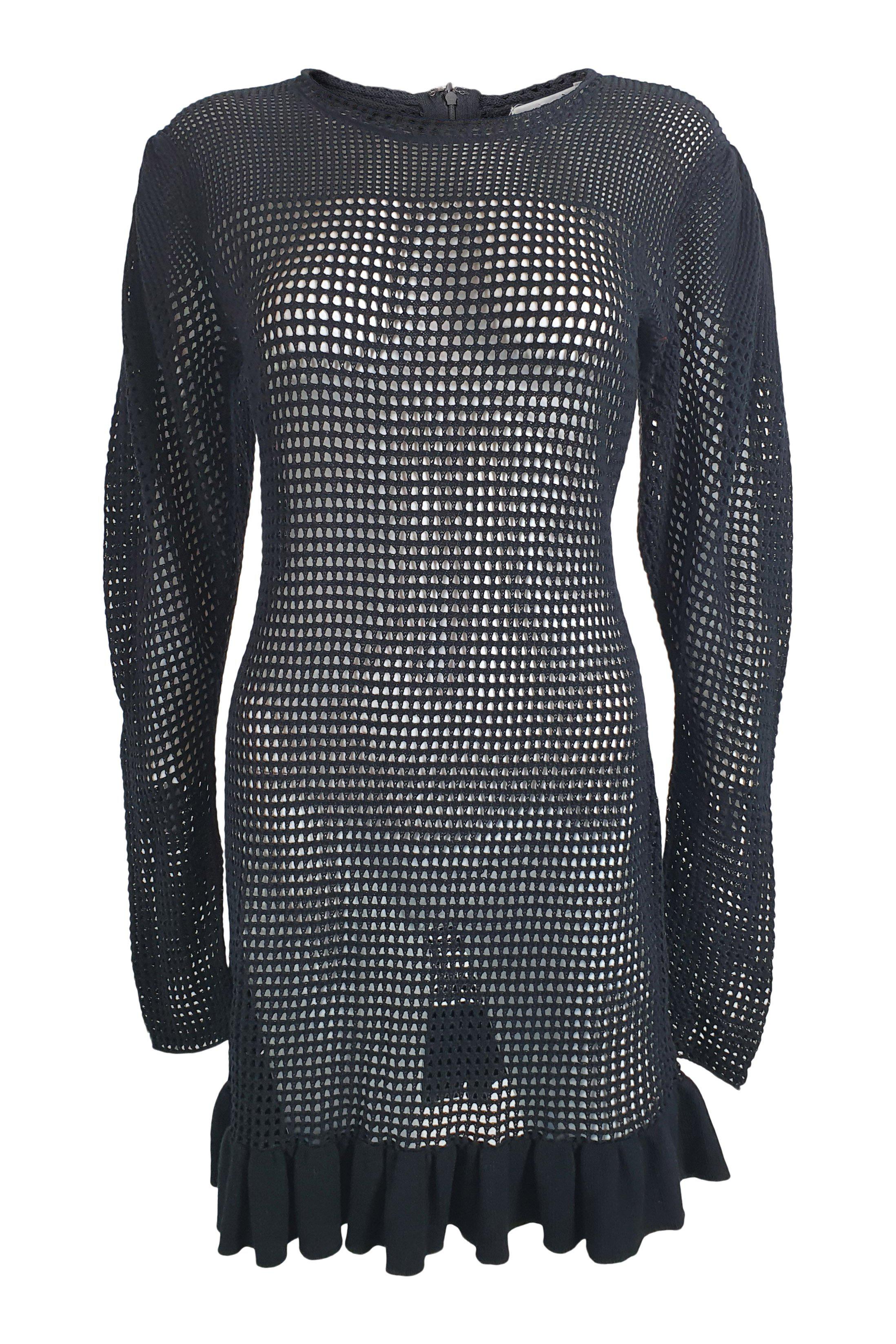 ATOIR Black Cotton Crochet Long Sleeve Mini Dress - A Star Is Born Inspired Fashion (UK 10) | Perfect for Concerts, Date Nights & Boho Parties