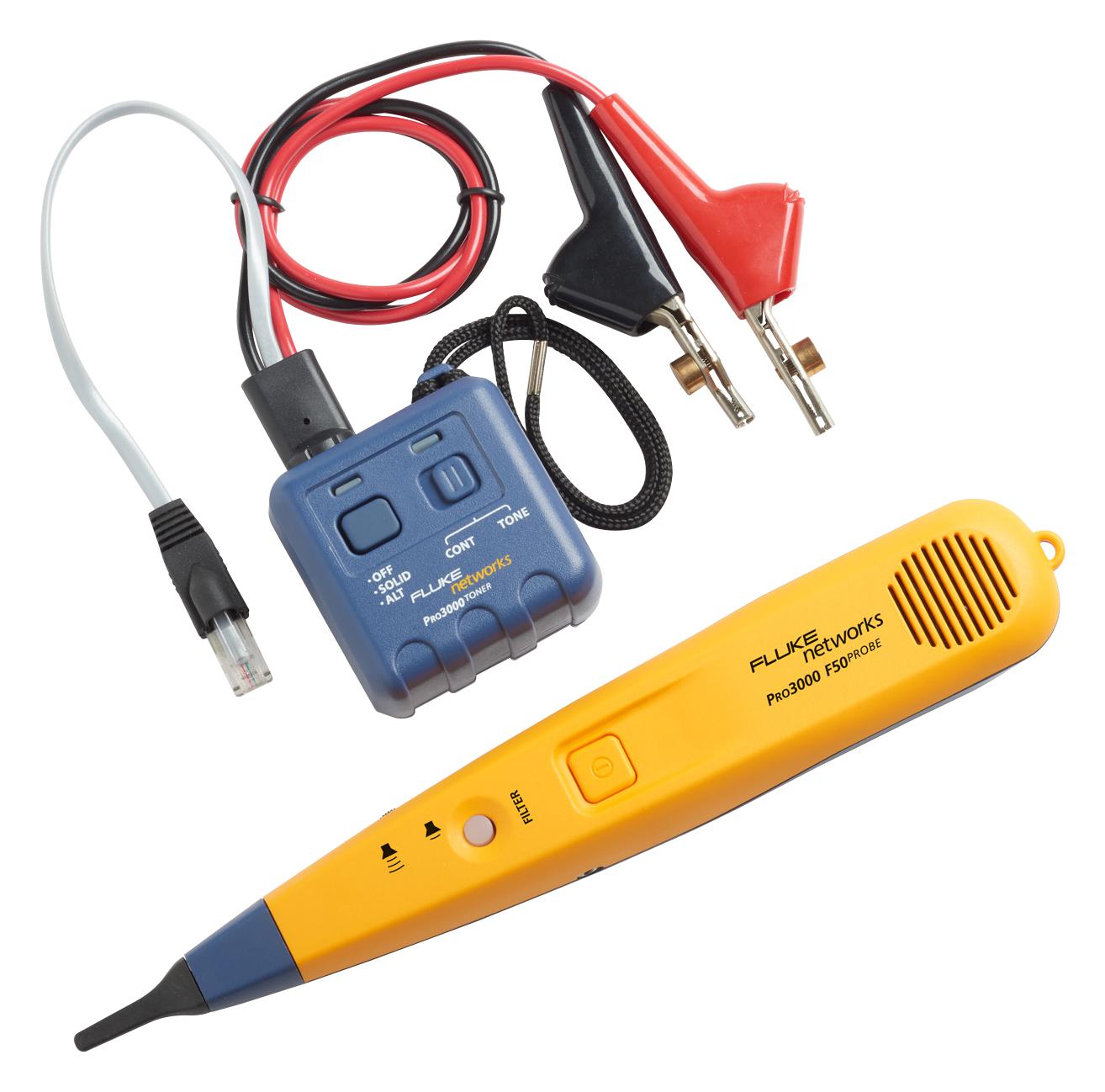 Fluke Networks PRO3000F50 Kit - Professional 3000F Probe with 50Hz Filter & Tone Generator for Network Cable Testing and Troubleshooting