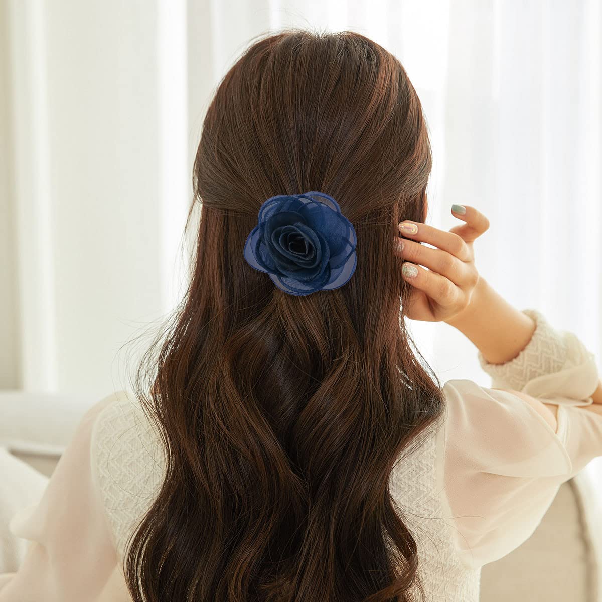Elegant Blue Rose Flower Hairpin - Floral Hair Clip & Brooch for Women | Wedding Hair Accessories | Perfect for Bridal, Prom, Party & Special Occasions