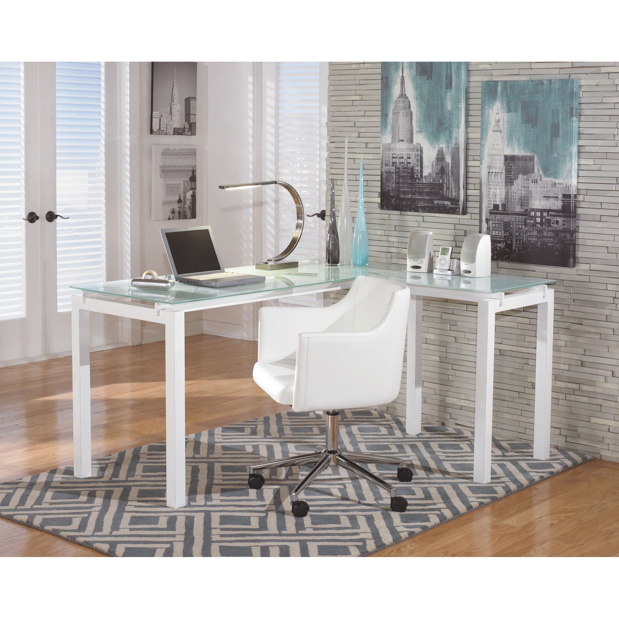 Baraga 2-Piece Home Office Set in White - Modern Computer Desk & Storage Cabinet for Small Spaces | Perfect for Home Office, Study Room or Dormitory Workspace