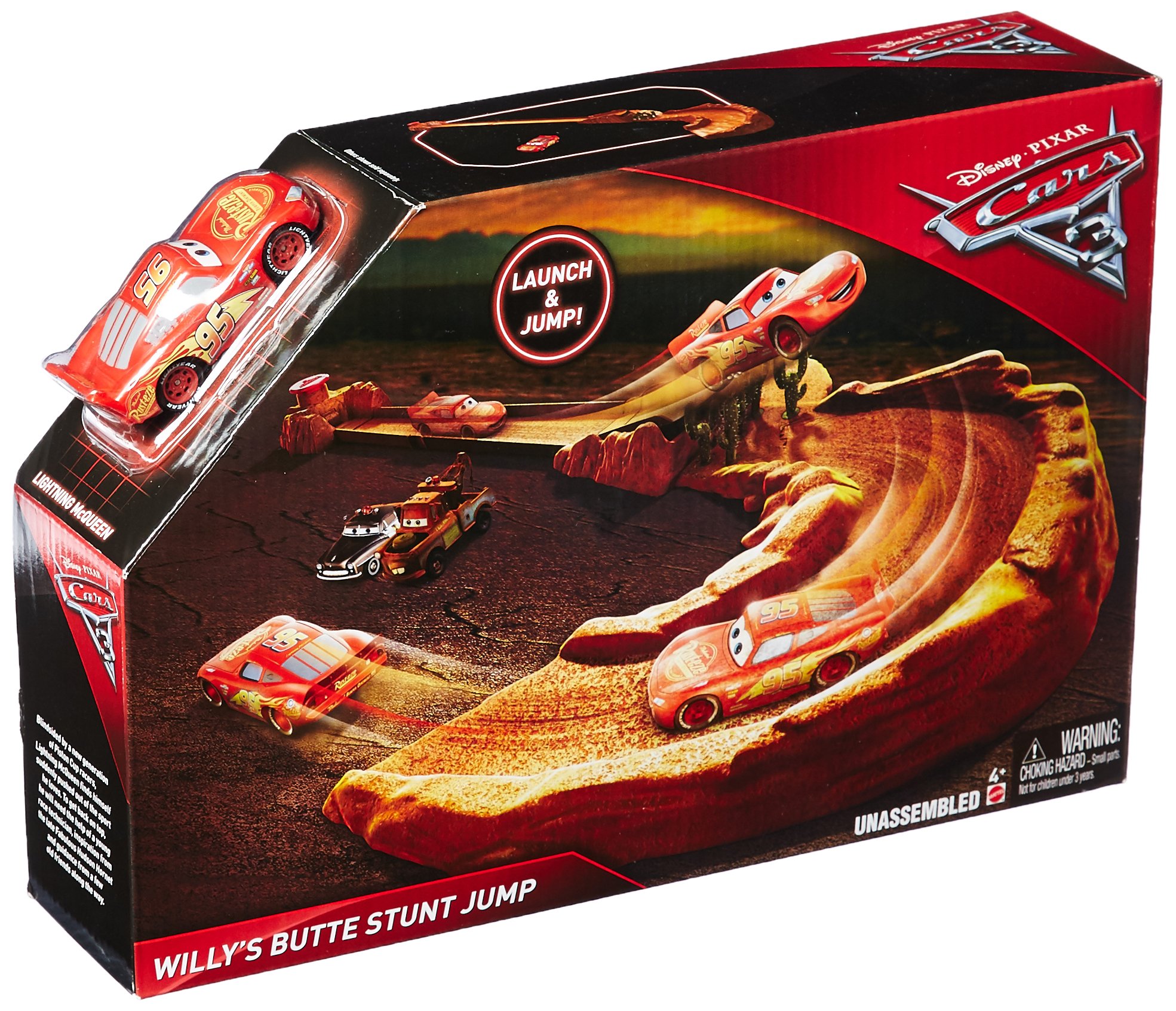 Disney Pixar Cars 3 Willy's Butte Stunt Jump Playset Toy for Kids - Race Track Set with Lightning McQueen - Perfect for Birthday Gifts & Pretend Play