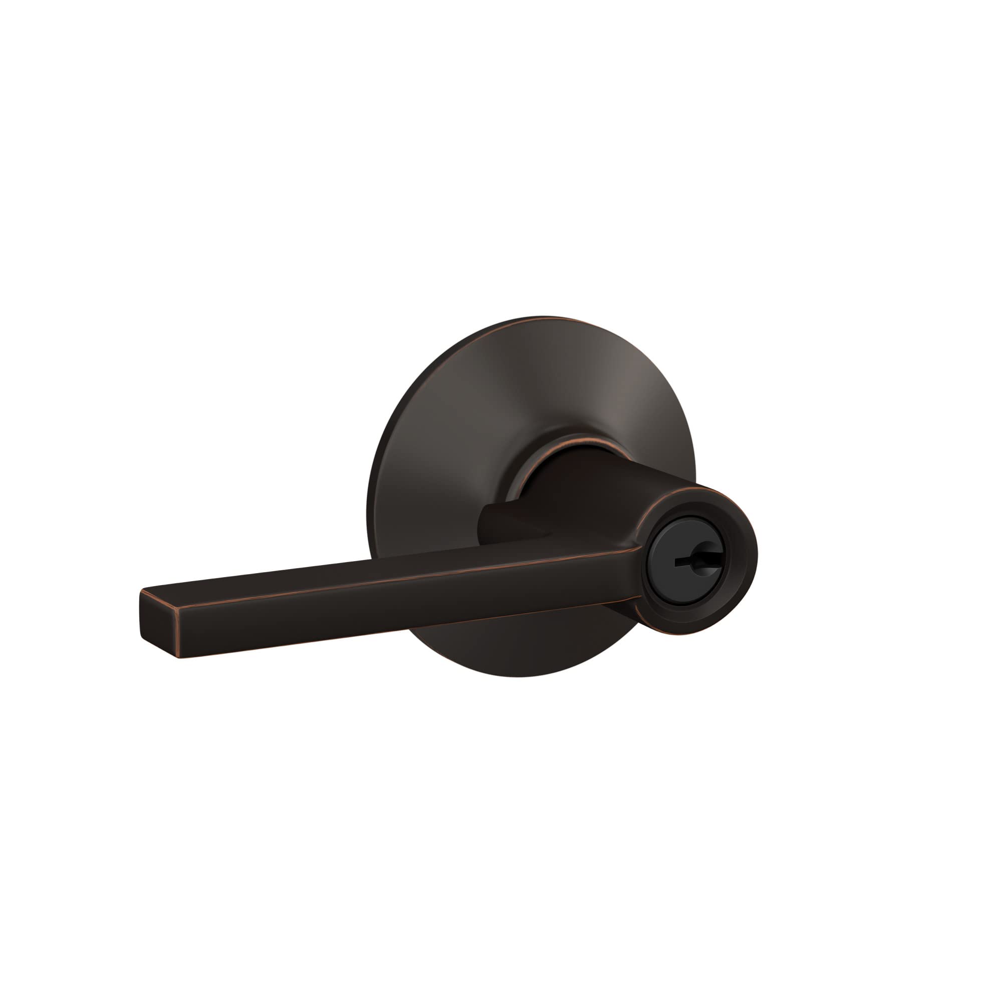 Schlage F51A LAT 716 Latitude Keyed Entry Door Lever Lock in Aged Bronze - Secure Your Home with Stylish Front Door Hardware for Residential & Commercial Use