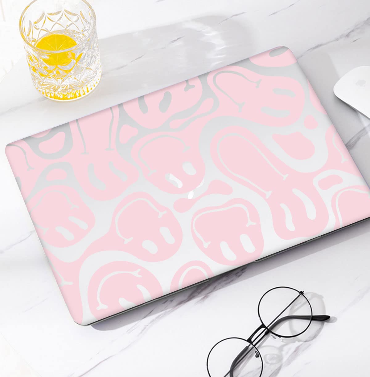 Watbro Retro 70's Smiley Pattern Laptop Case for MacBook Pro 13 inch (2020/2019/2018 M1 M2 Models A2338/A2251/A2289/A2159/A1989/A1706/A1708) - Protective Cover with Touch ID Compatibility | Perfect for Work, Travel & School