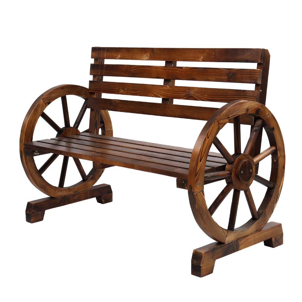 Rustic Wooden Wheel Bench - 41