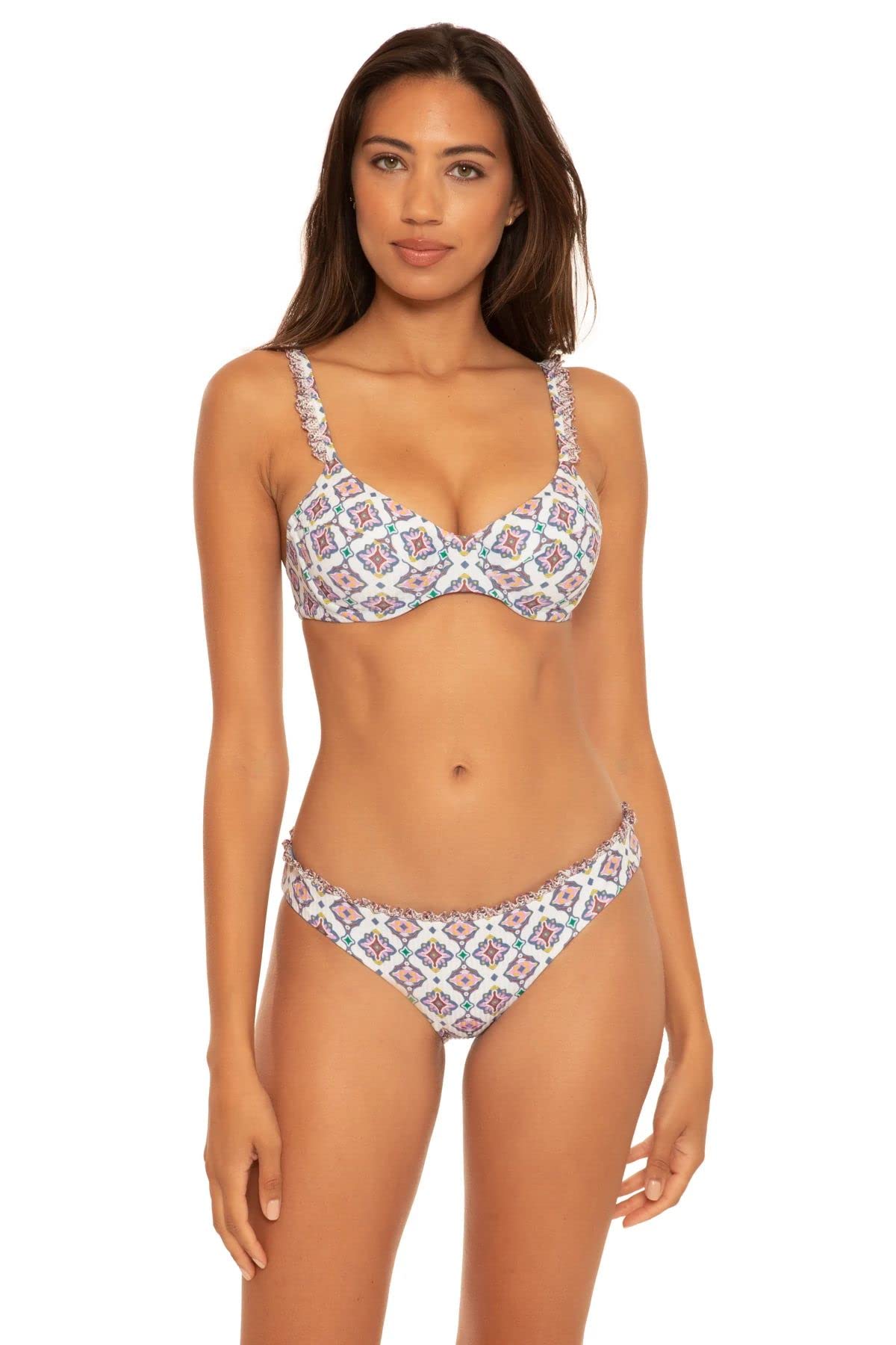 Becca by Rebecca Virtue Sarah Underwire Bikini Top - Supportive Swimwear for Women, Multi Color, Size M - Perfect for Beach Vacations & Poolside Relaxation