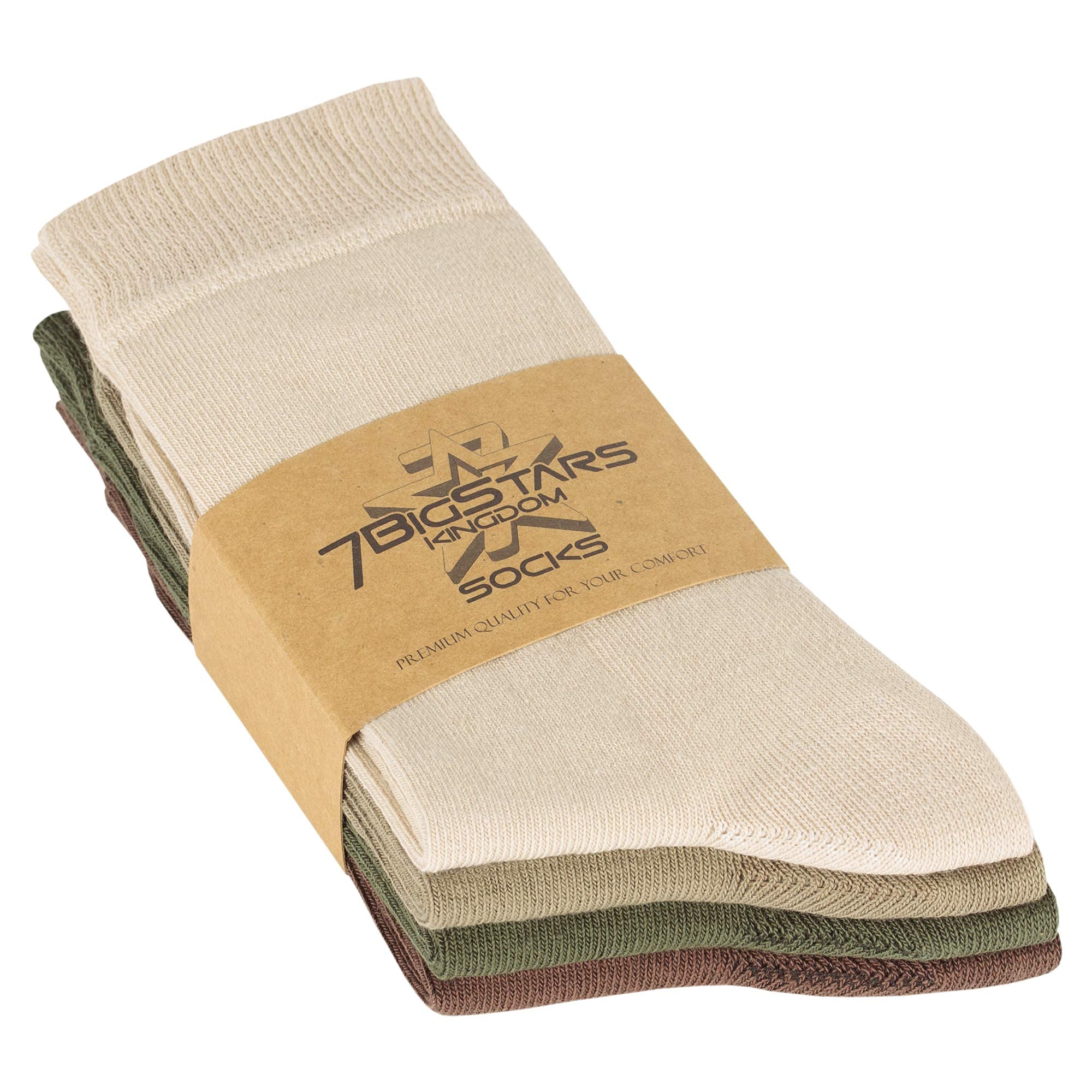 7BigStars Women's Cotton Dress Socks 4-Pack (L/M) - Solid Colors Crew Calf Socks in Black, Brown, Blue, Grey, Beige, Khaki & Olive Green - Perfect for Work, Office & Casual Wear