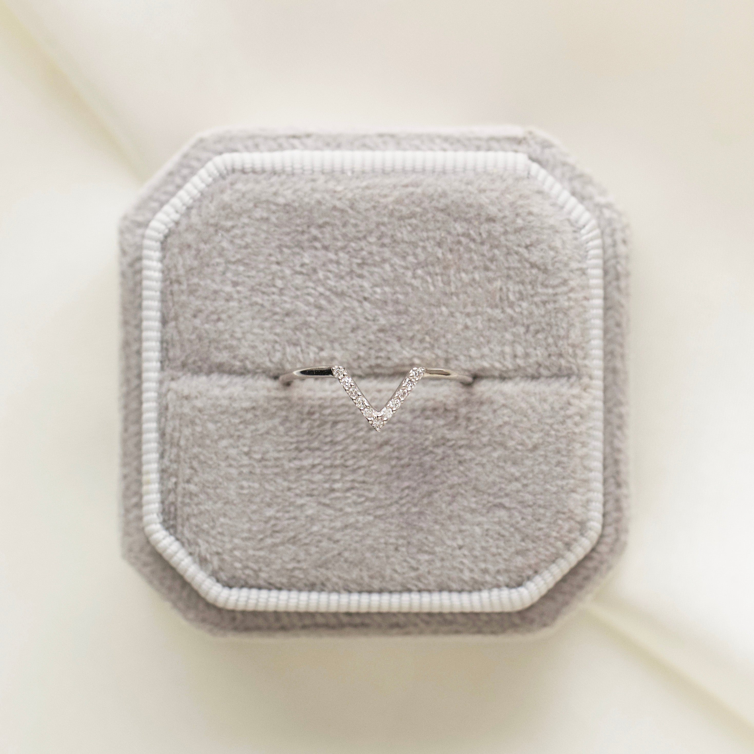 Diamond V-Shaped Hugging Ring - UK Size L - Elegant Stackable Ring for Women, Perfect for Everyday Wear & Special Occasions