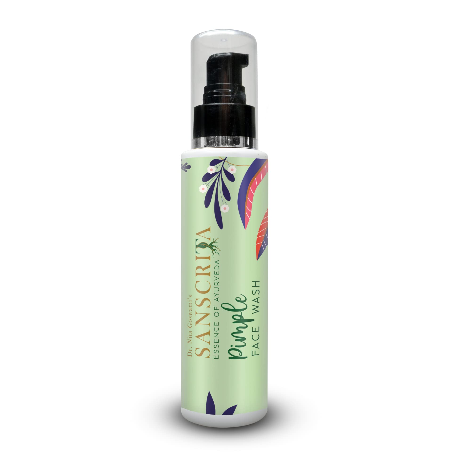 Sanscrita Pimple Face Wash with 09 Natural Herbs for Acne & Oily Skin - 100ml Cleansing Face Wash for Daily Skincare Routine & Clear Complexion