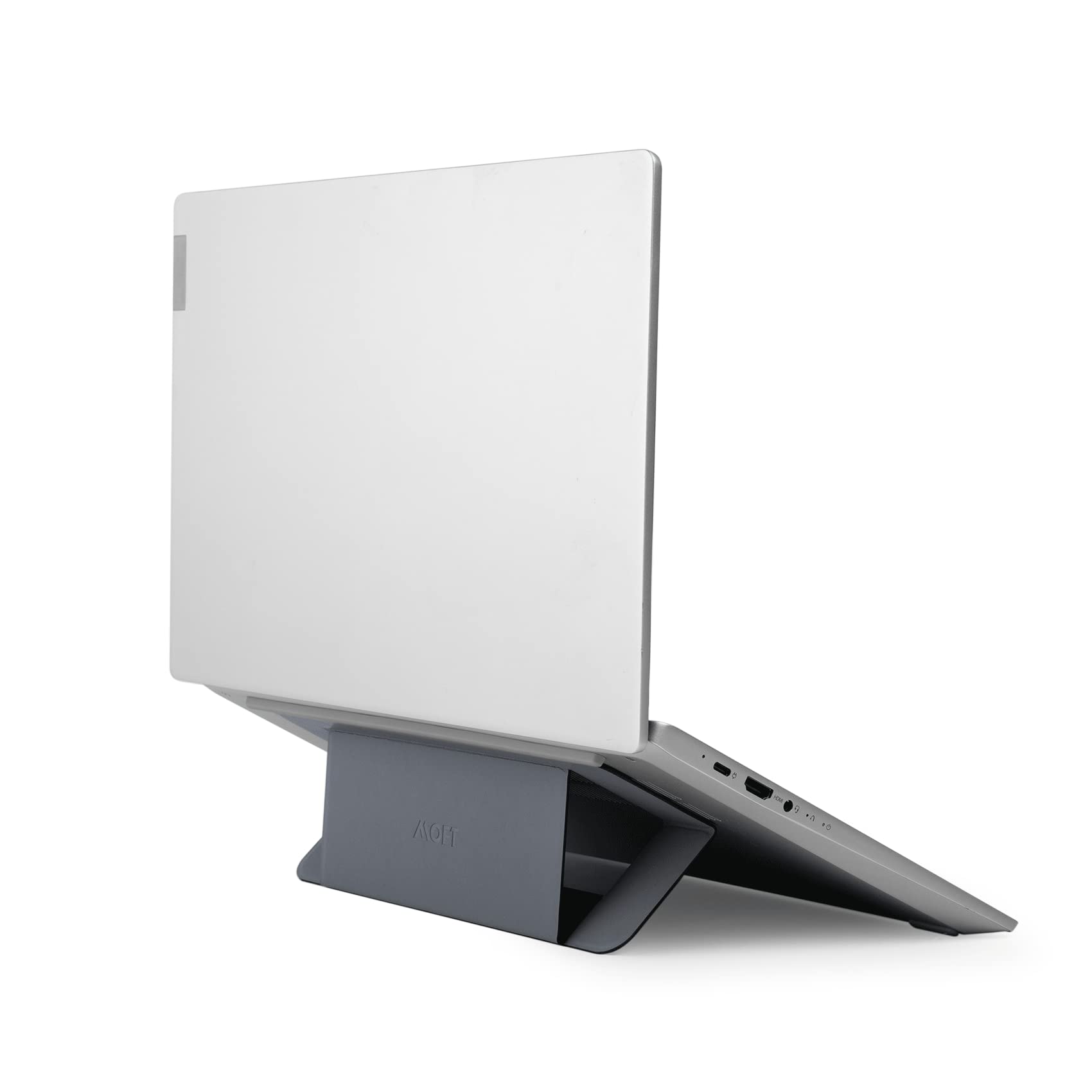MOFT Foldable Laptop Stand for Desk - Portable Adhesive Cooling Riser with 2 Adjustable Angles for 11-16 Inch Laptops | Improves Airflow & Heat Dissipation | Perfect for Office, Home & Travel Use (Cool Grey)