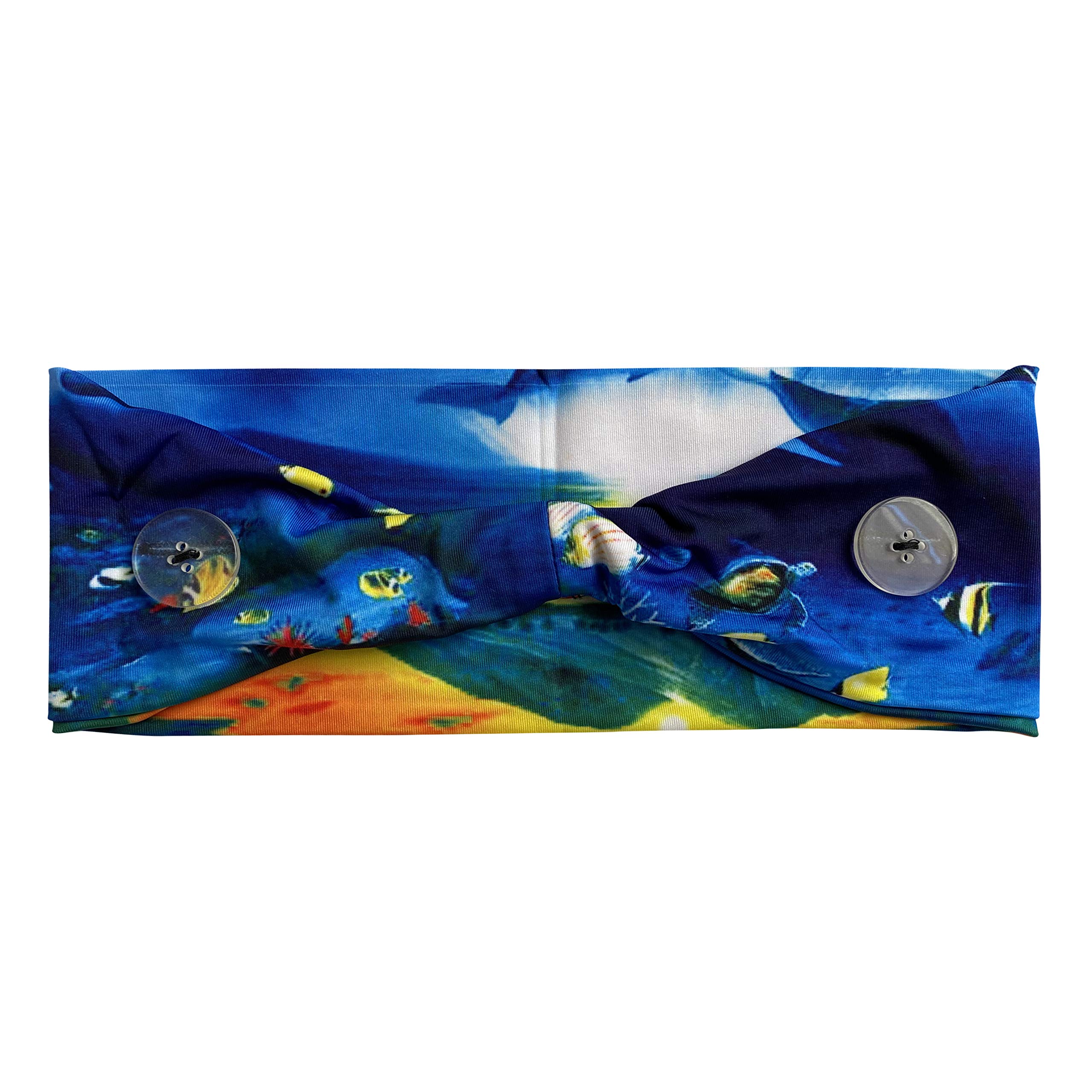 Reversible EarSaver Headbands with Buttons for Face Masks - Comfortable Hair Accessories for Nurses, Doctors & Essential Workers - Perfect for Long Shifts & Daily Wear (Ocean Dream)