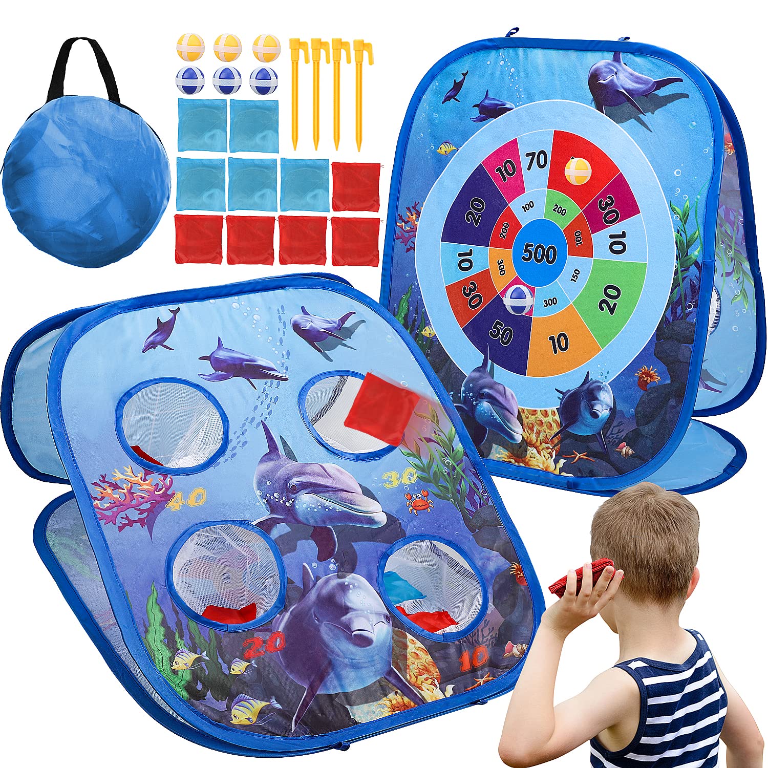 TOY Life Bean Bag Toss Game Set for Kids & Adults - Outdoor Cornhole Carnival Toy for Ages 4-8 - Backyard Lawn Party Games - Perfect for Birthday Gifts, Family Reunions & Summer Outdoor Activities