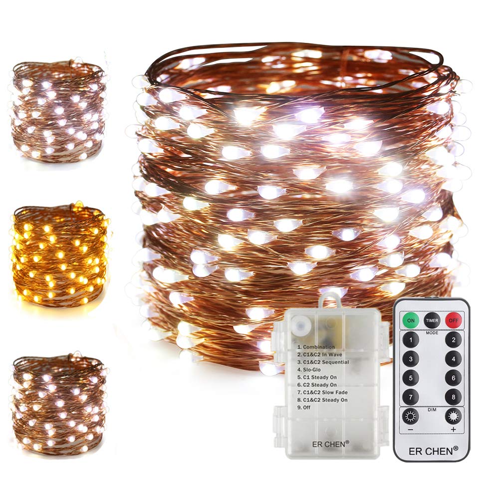 66Ft 200 LED Battery String Lights - 8 Modes Remote Timer for Bedroom, Wedding, Party Decor