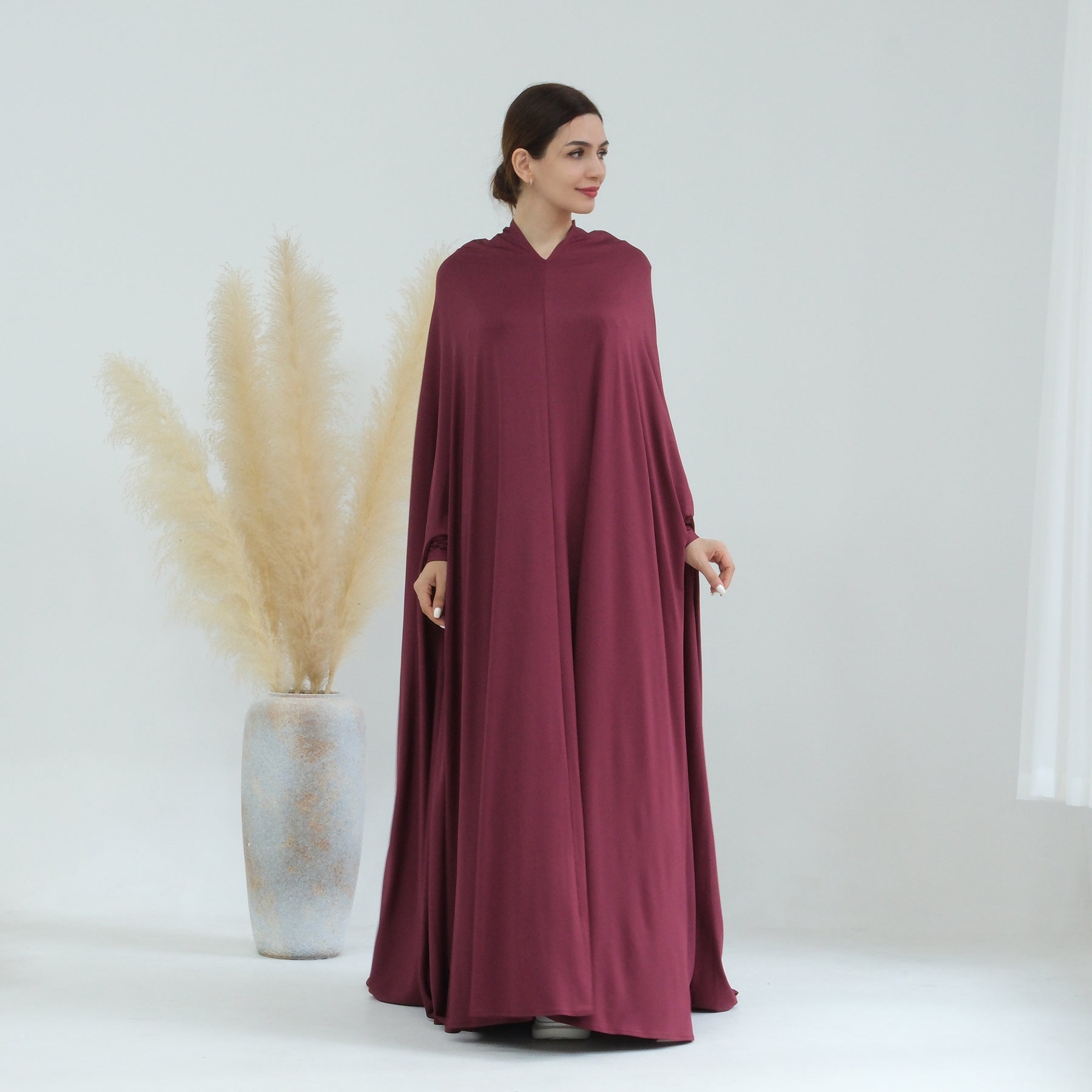 Awra Cape Hijab Combo - Wine Red Modest Muslim Scarf & Shawl Set for Women - Perfect for Prayer, Work, and Special Occasions