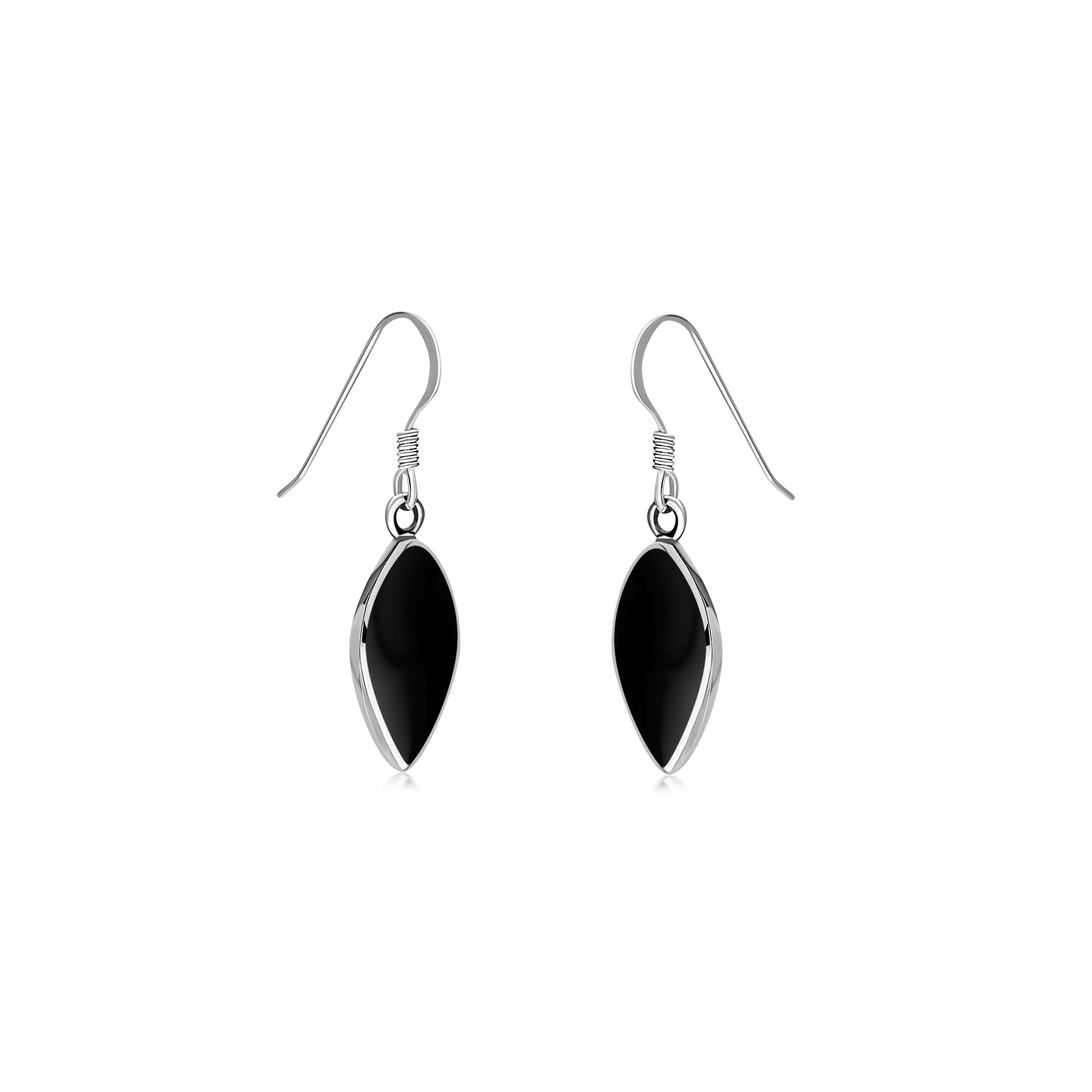Sterling Silver Whitby Jet Inverted Pear Drop Earrings - Elegant Dangle Earrings for Women, Gothic Jewelry Gift - Perfect for Weddings, Parties & Evening Events
