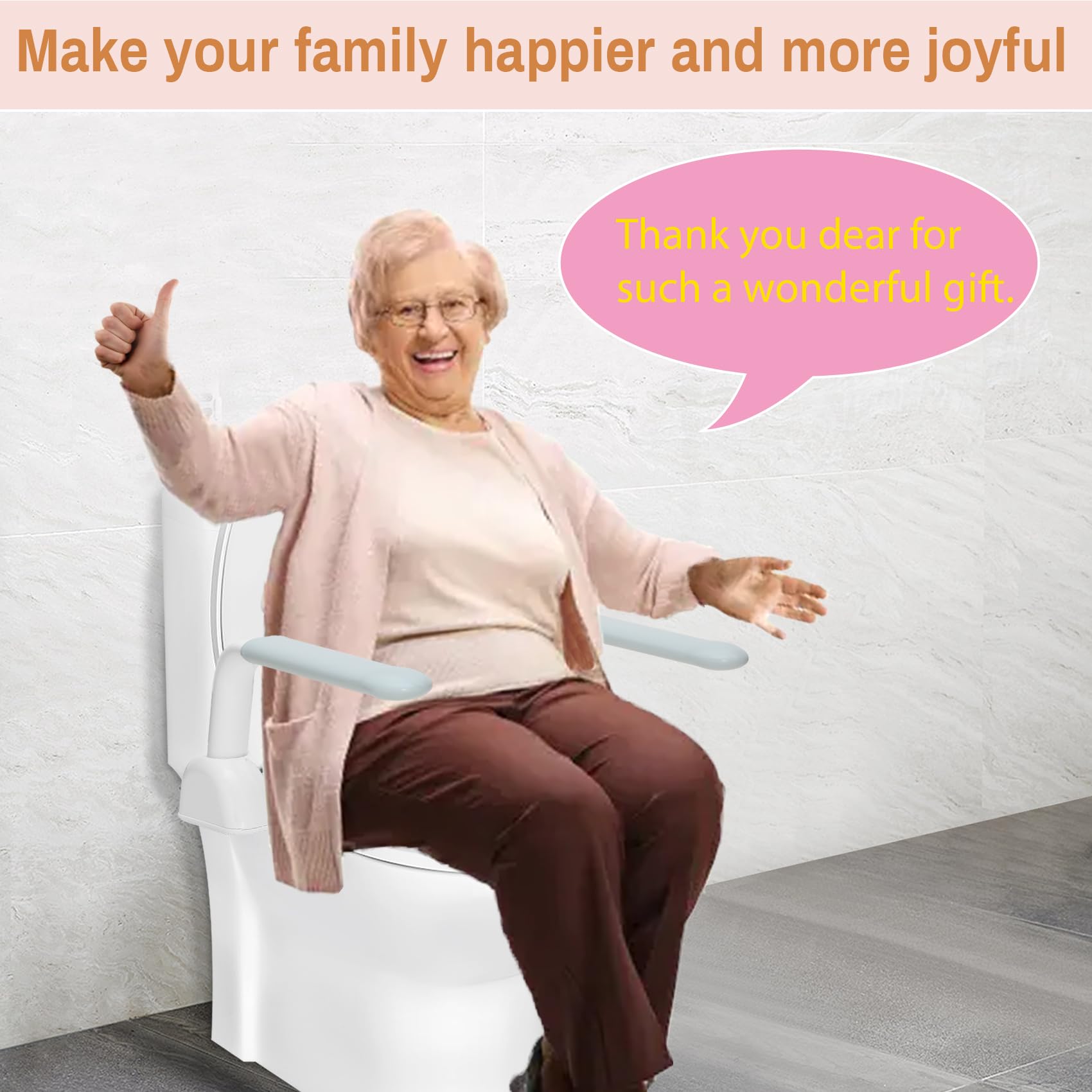 Elderly Toilet Safety Rails - Adjustable Bathroom Handrails for Seniors, Disabled & Mobility Impaired - Ideal for Flush Toilets, Post-Surgery Recovery & Home Accessibility (70+ Users) - Perfect for Elderly Care, Injury Rehabilitation & ADA Compliant Bathrooms