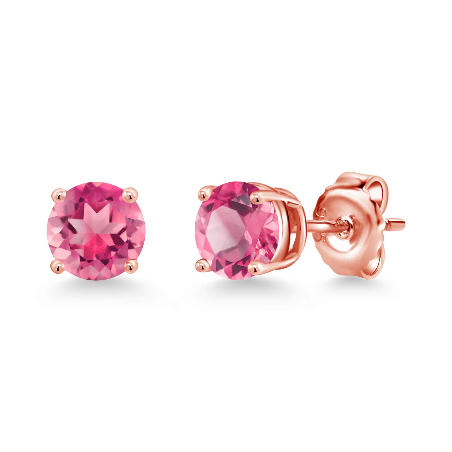 Gem Stone King 18K Rose Gold Plated Sterling Silver 6MM Round Birthstone Stud Earrings for Women & Men | Personalized Jewelry Gift for Birthday, Anniversary & Special Occasions