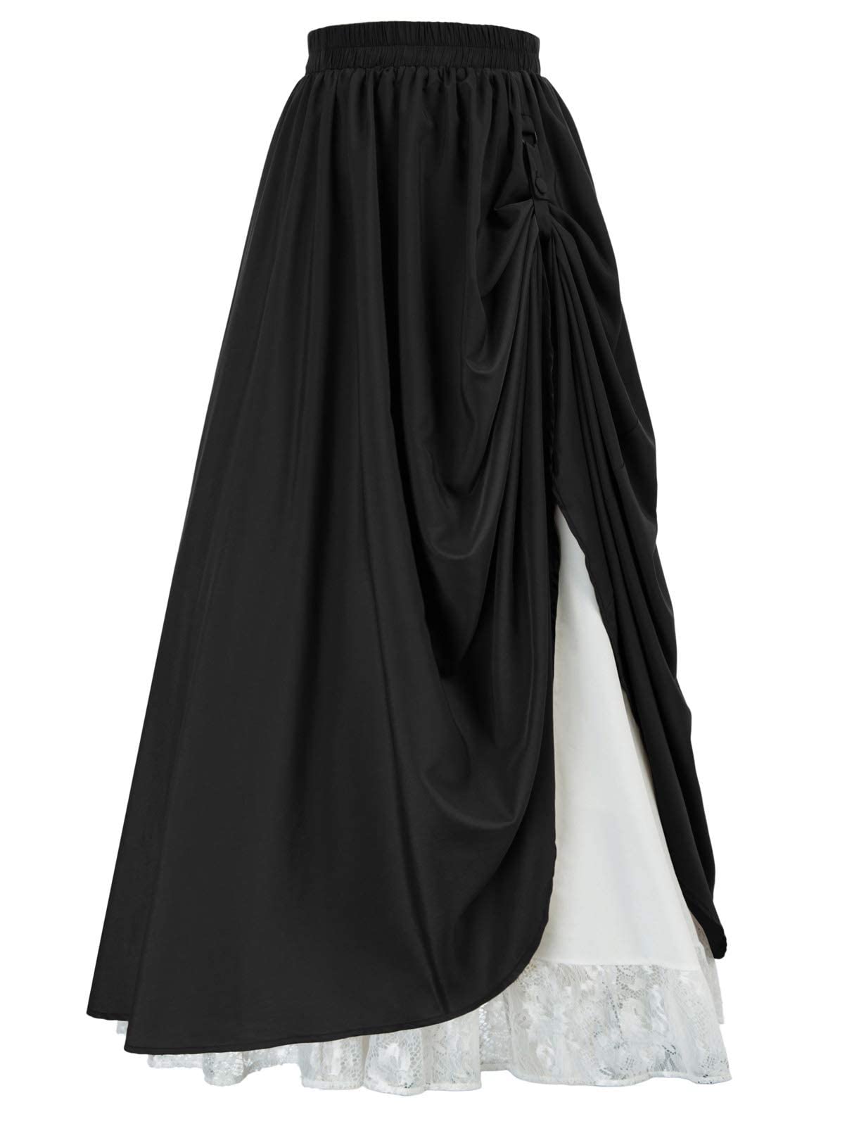 Scarlet Darkness Maxi Long Skirt for Women - Double-Layer Victorian Renaissance Gothic Skirt | Perfect for Cosplay, Renaissance Fairs & Vintage Fashion