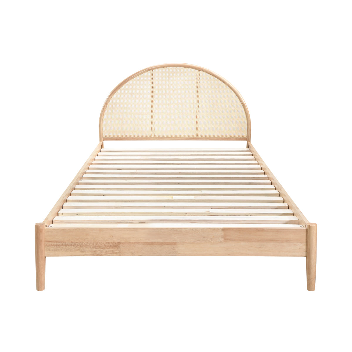 Avery Arch Rattan King Single Bed Frame - Natural Wicker Wooden Headboard - Stylish and Durable Bedroom Furniture for Coastal, Boho, or Farmhouse Decor