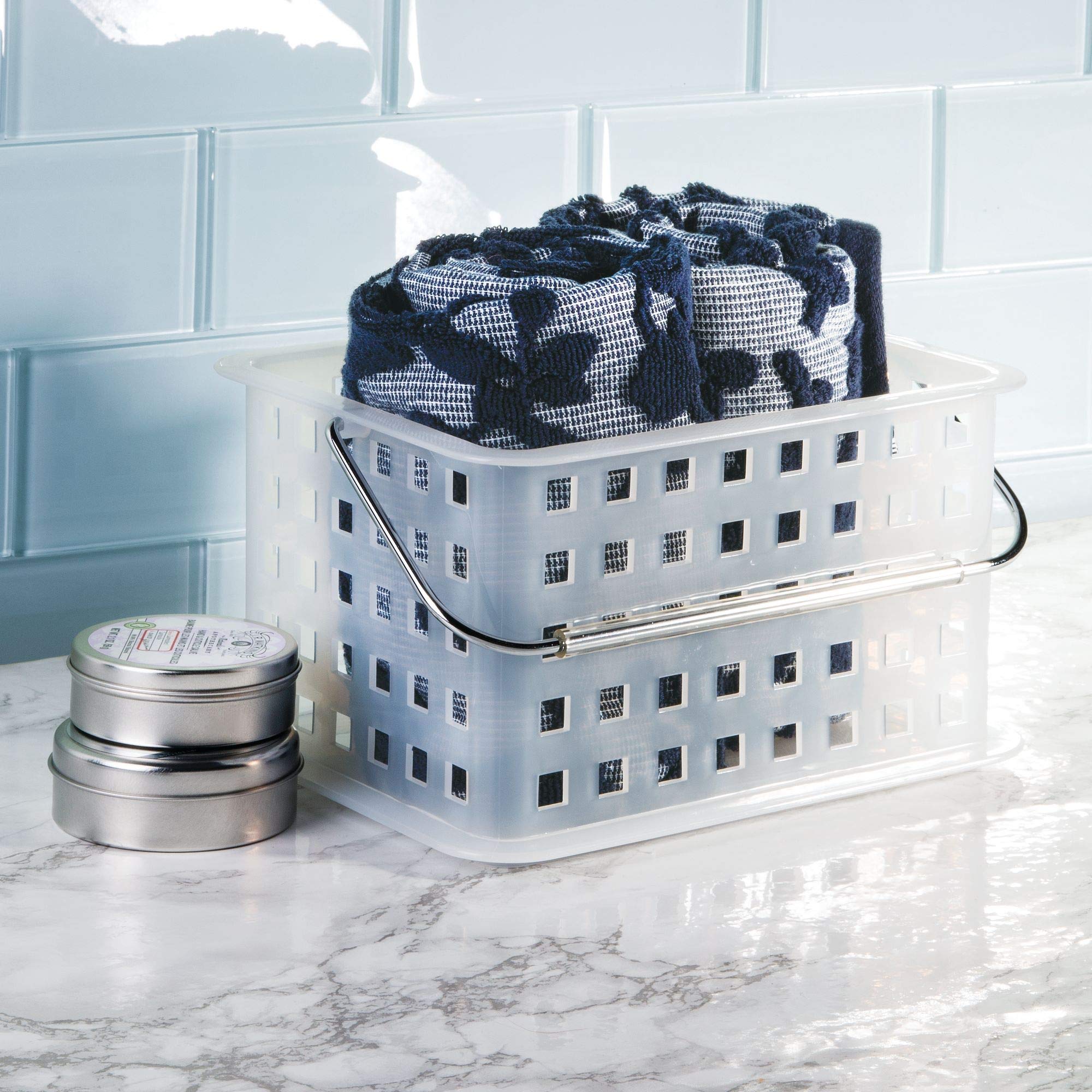 iDesign Small Frost Storage Organizer Basket for Bathroom, Health & Beauty Products - Perfect for Countertop, Vanity & Shower Organization