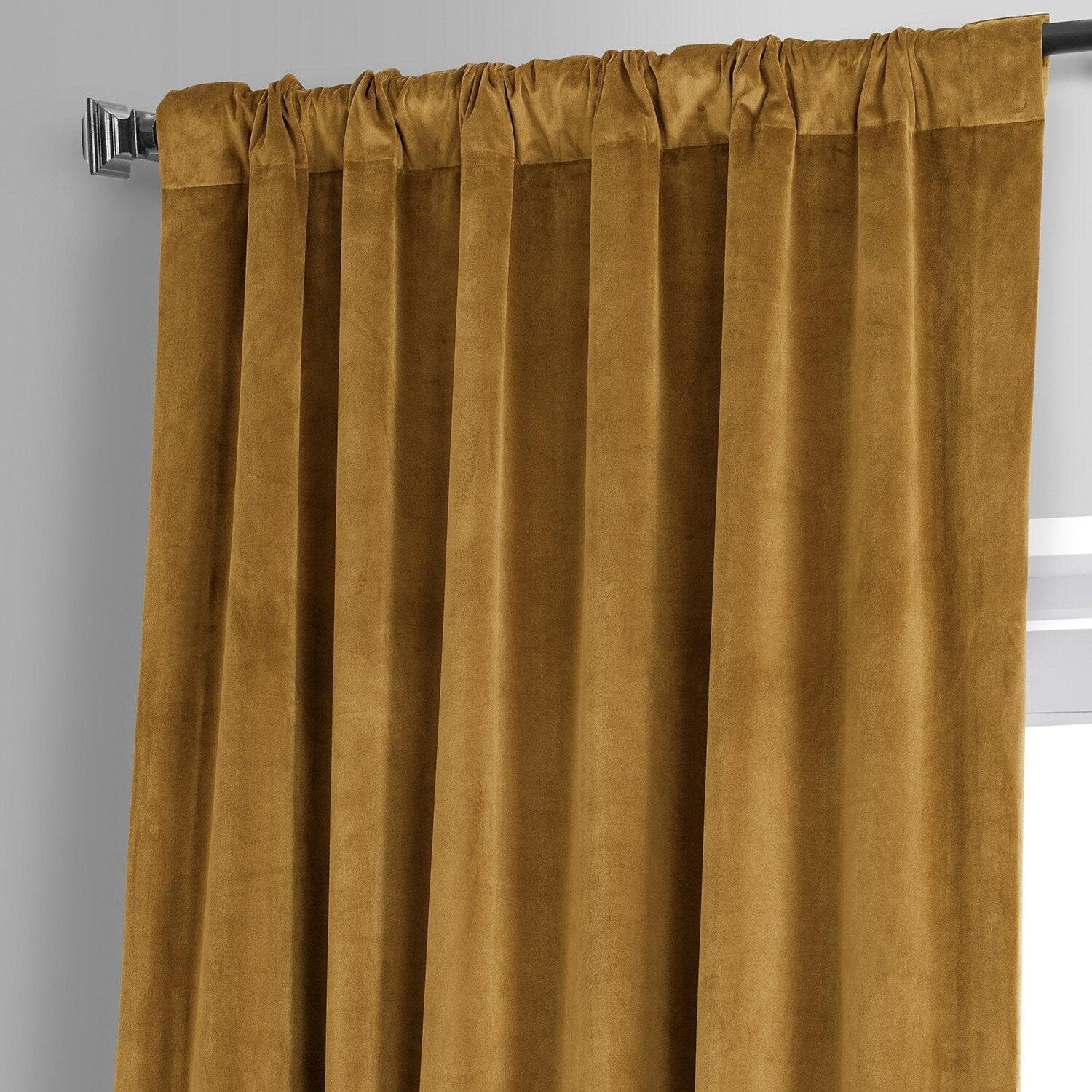 Premium Blackout Curtains for Bedroom - Apple Cider Gold Signature Plush Velvet Hotel Style Drapes - Thermal Insulated Noise Reducing Window Treatments for Home & Office