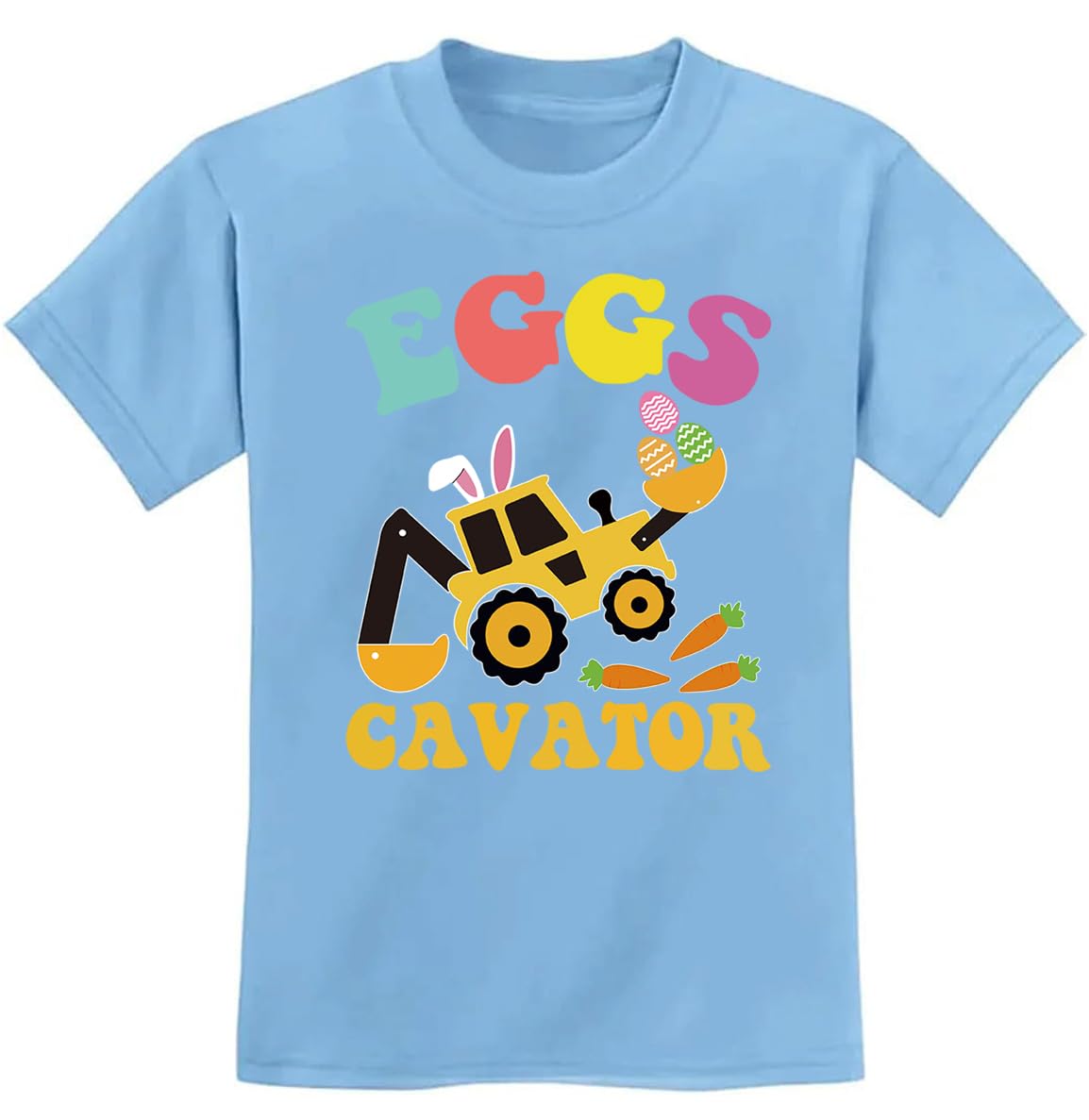 Easter T-Shirt for Toddler Boys & Girls - Bunny Egg Hunt Outfit with Digging Tractor Design | Cute Spring Holiday Kids Tee for Easter Celebrations & Family Photos