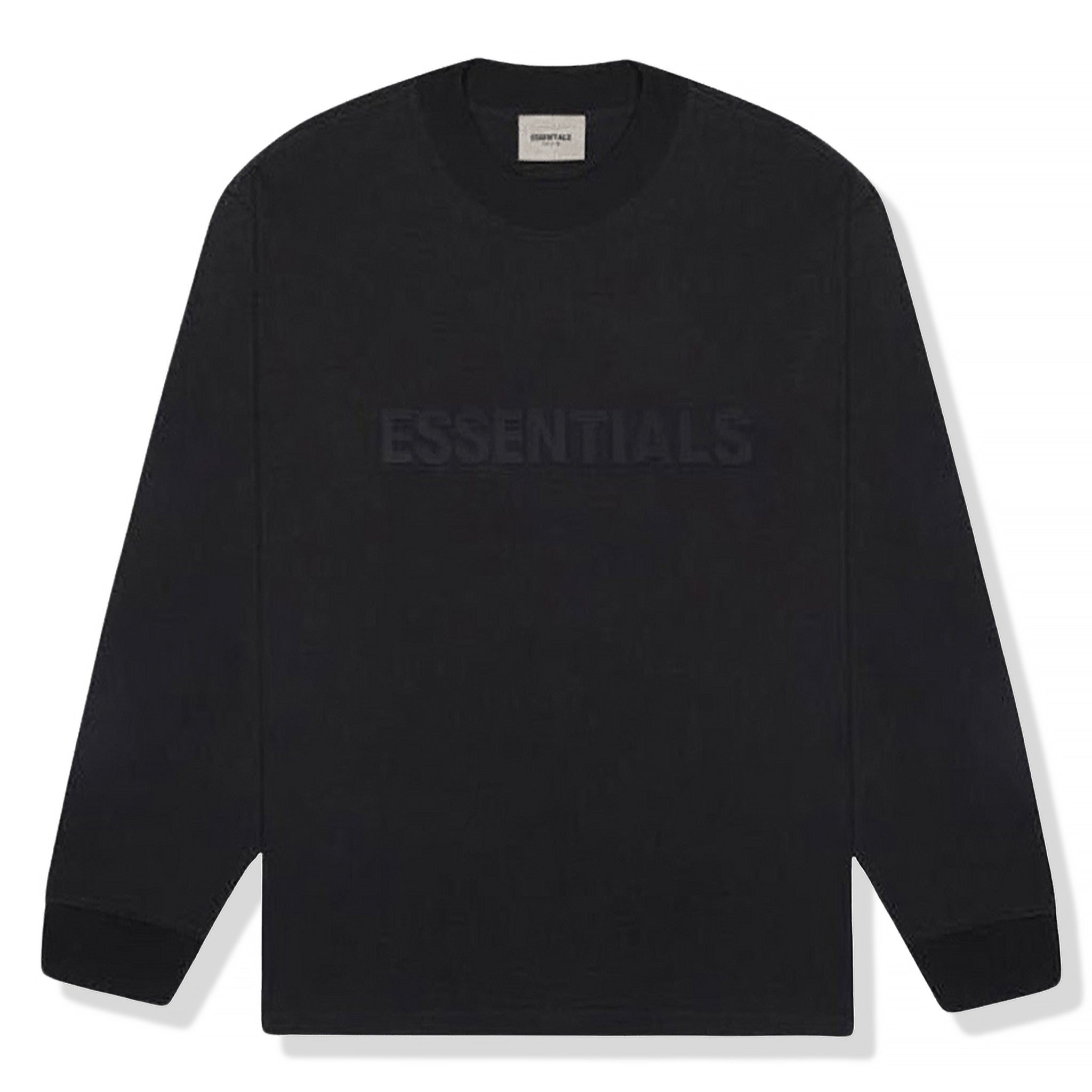 Fear of God Essentials Black Long Sleeve T-Shirt for Men - Comfortable Cotton Crewneck Tee for Casual Wear, Street Style & Layering