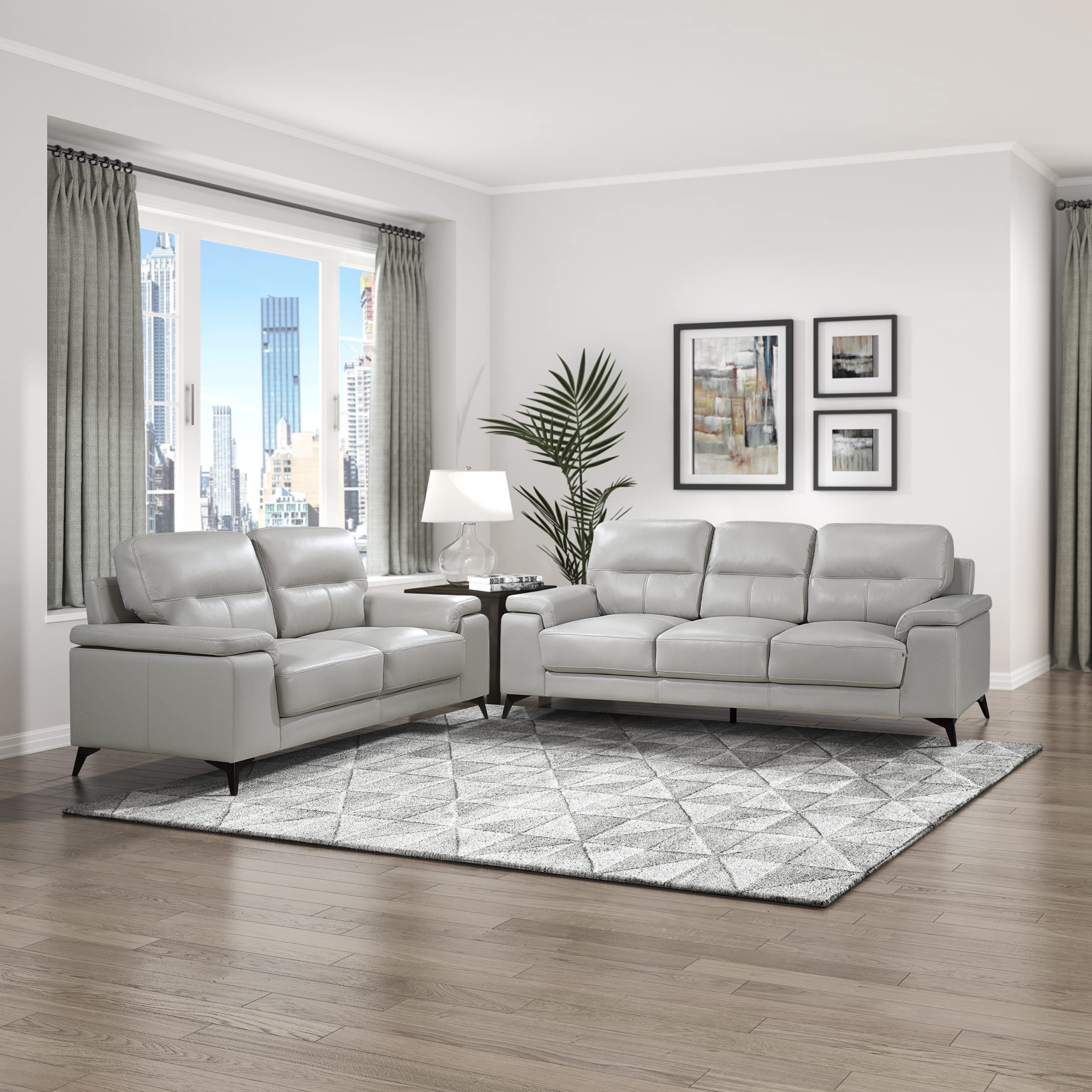 Lexicon Iglesia Modern Living Room Sofa - Silver Gray Upholstered Couch for Small Spaces, Apartments & Cozy Home Decor | Perfect for Lounging, Entertaining & Relaxing