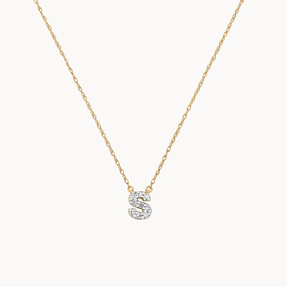 10k Gold Diamond Letter S Necklace for Women - Elegant Initial Pendant Jewelry Gift for Her, Perfect for Birthday, Anniversary & Valentine's Day