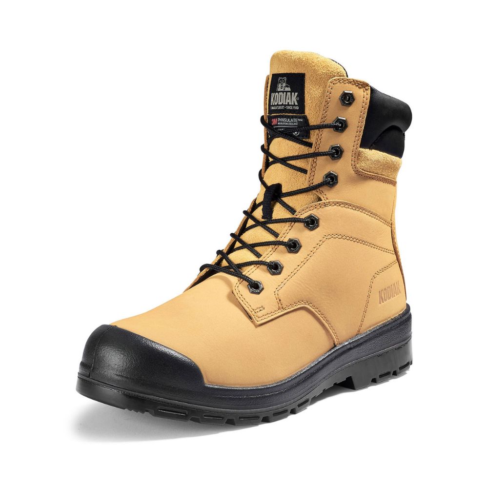 Kodiak Greb Men's 8 Steel Toe Work Boots - Safety Shoes for Construction, Warehouse & Outdoor Work - Wheat Brown Leather Work Boots KD0A4TH3FWE