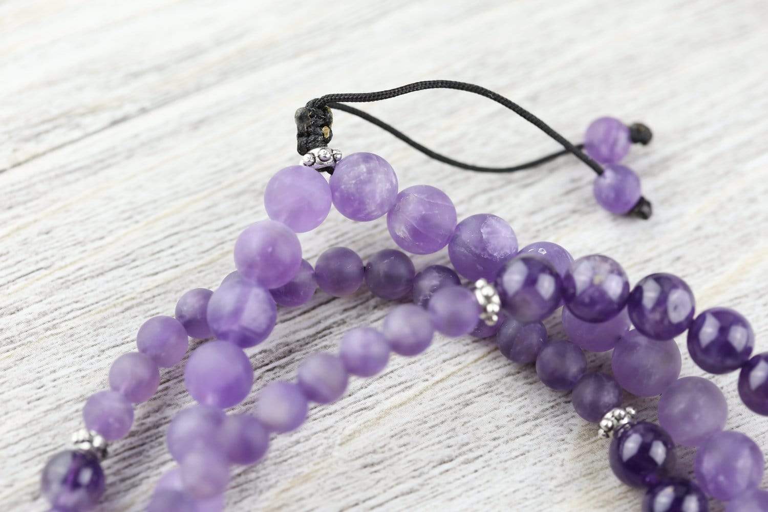 Natural Amethyst Hexagonal Gemstone Mala Beads - 108 Healing Meditation Prayer Necklace for Yoga, Chakra Balancing & Spiritual Protection