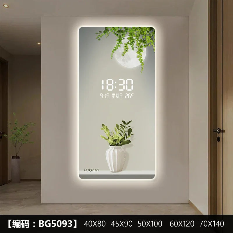 Modern Green Plant Digital Plug-in Electronic Wall Clock - Perfect for Home, Office & Kitchen Decor