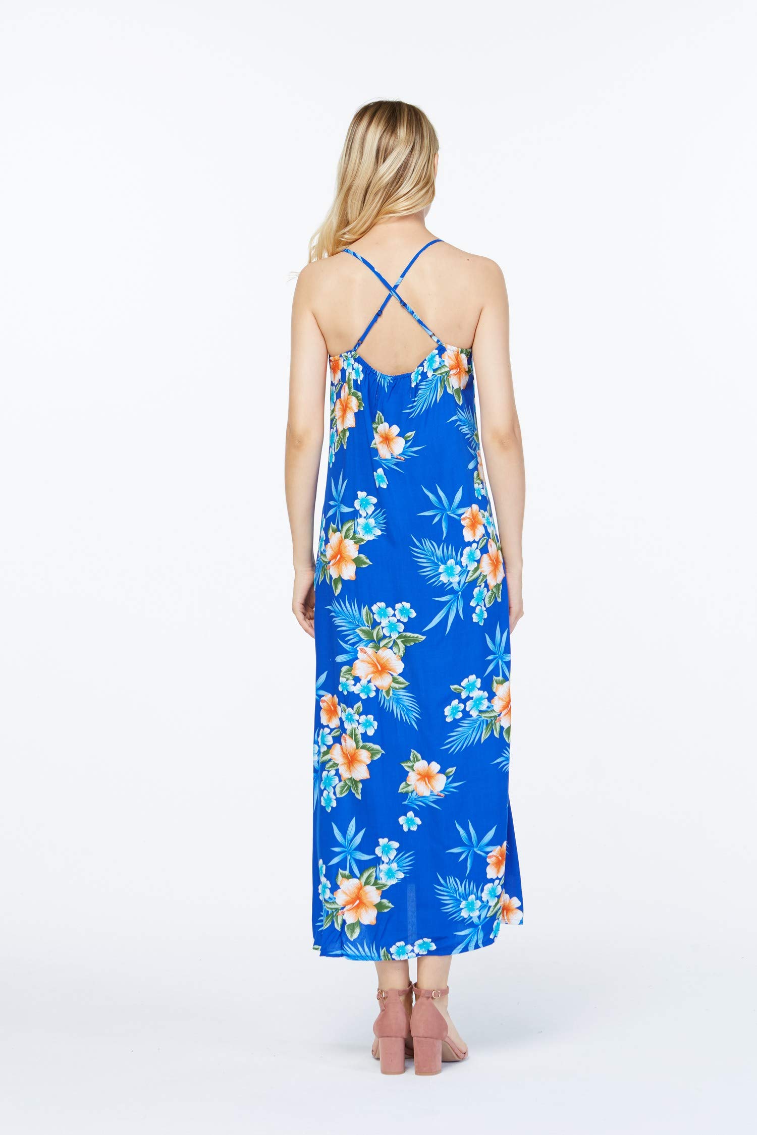 Matching Couple Hawaiian Luau Shirts & Pink Hibiscus Maxi Dress - Tropical Vacation Outfits for Beach Party, Honeymoon, and Summer Date Nights