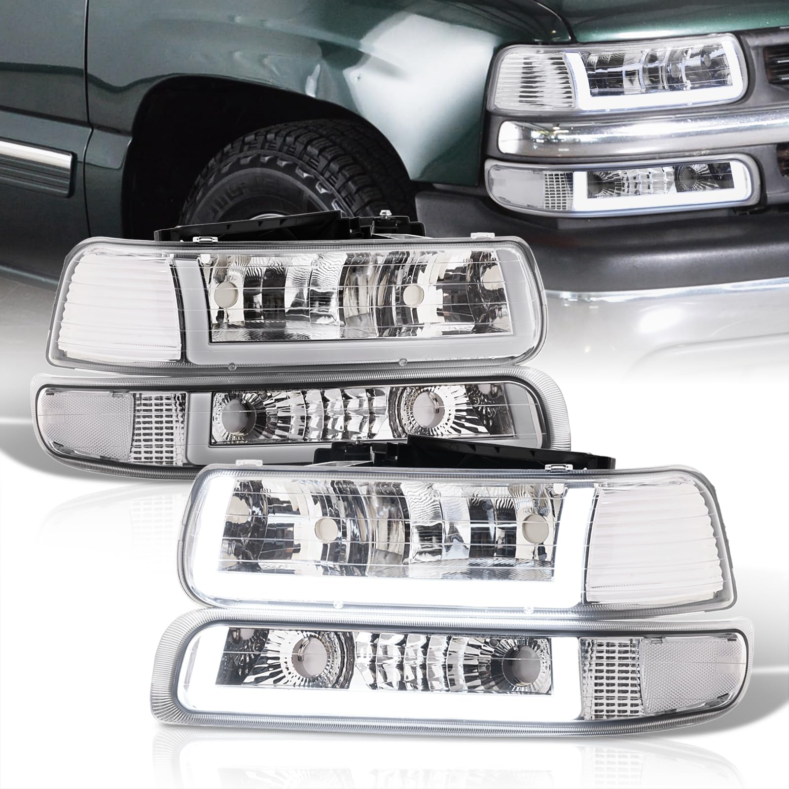 LED DRL Headlights for Silverado 1500/2500/3500 HD 1999-2006 - Upgrade Lighting for Night Driving