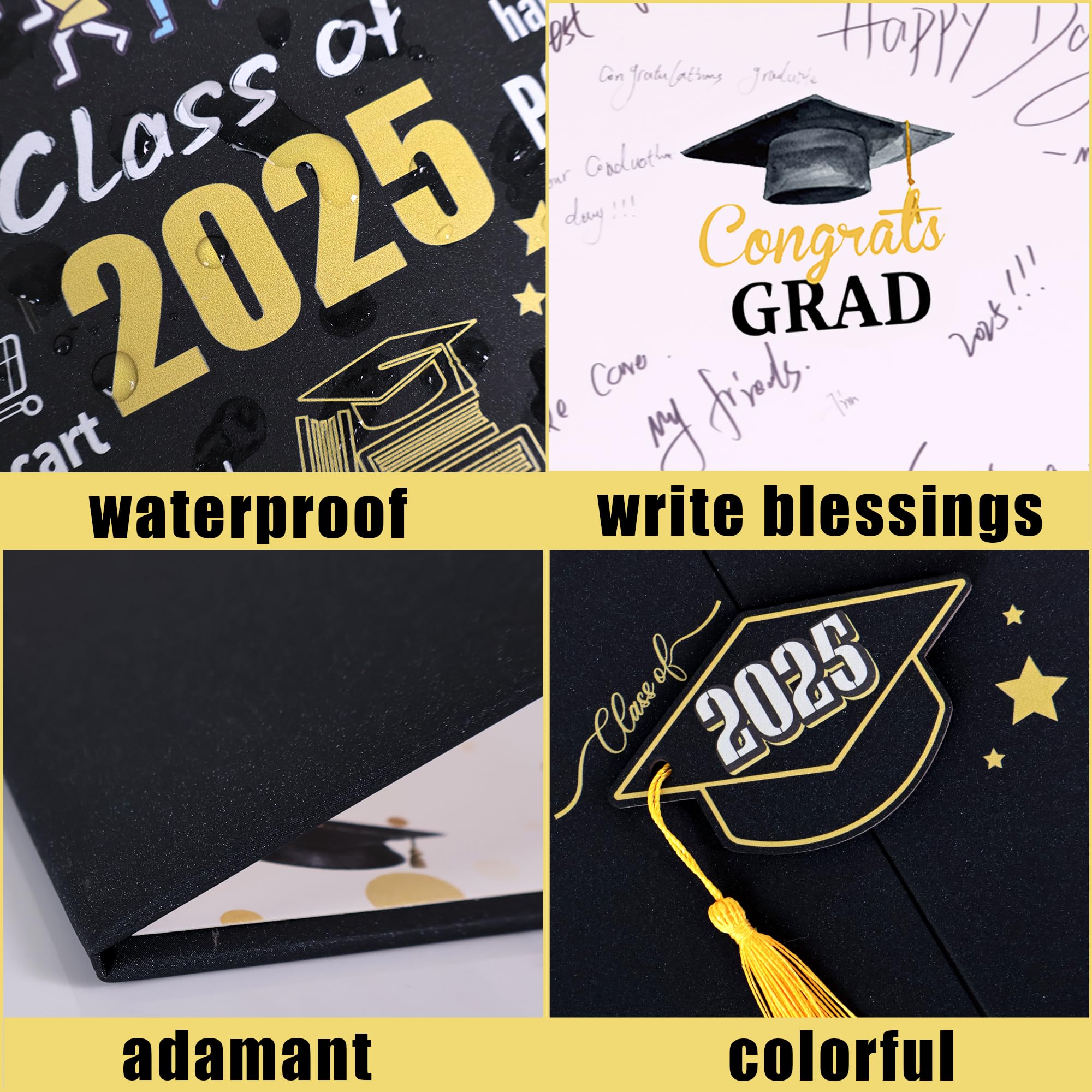 Black Gold Class of 2025 Graduation Party Decorations - Alternative Signature Guest Book & Signing Card Board - Perfect for Graduation Gifts & Celebration Decor (Graduation Party, Senior Year Memories, Commencement Ceremony)