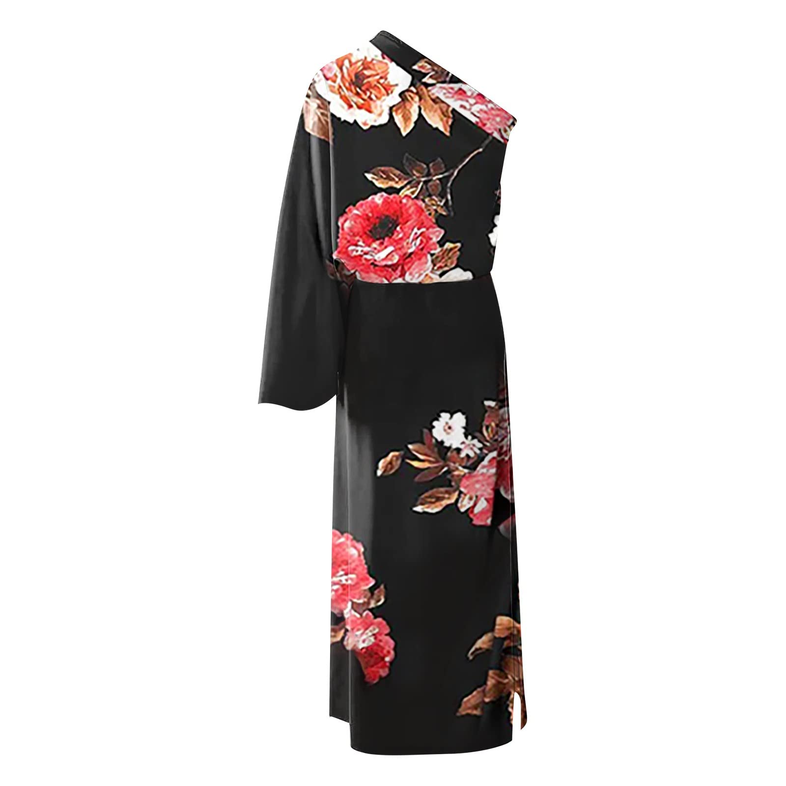 One Shoulder Dresses for Women 2024 - Spring Summer Casual Batwing Sleeve Cocktail Dress - Vintage Graphic Party Dress - Perfect for Night Out, Date Night & Special Occasions
